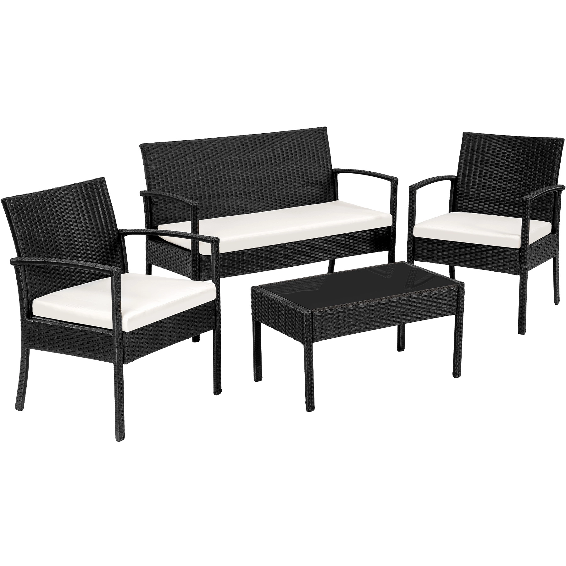 Rattan Sitzgruppe Sparta 3+1 - schwarz