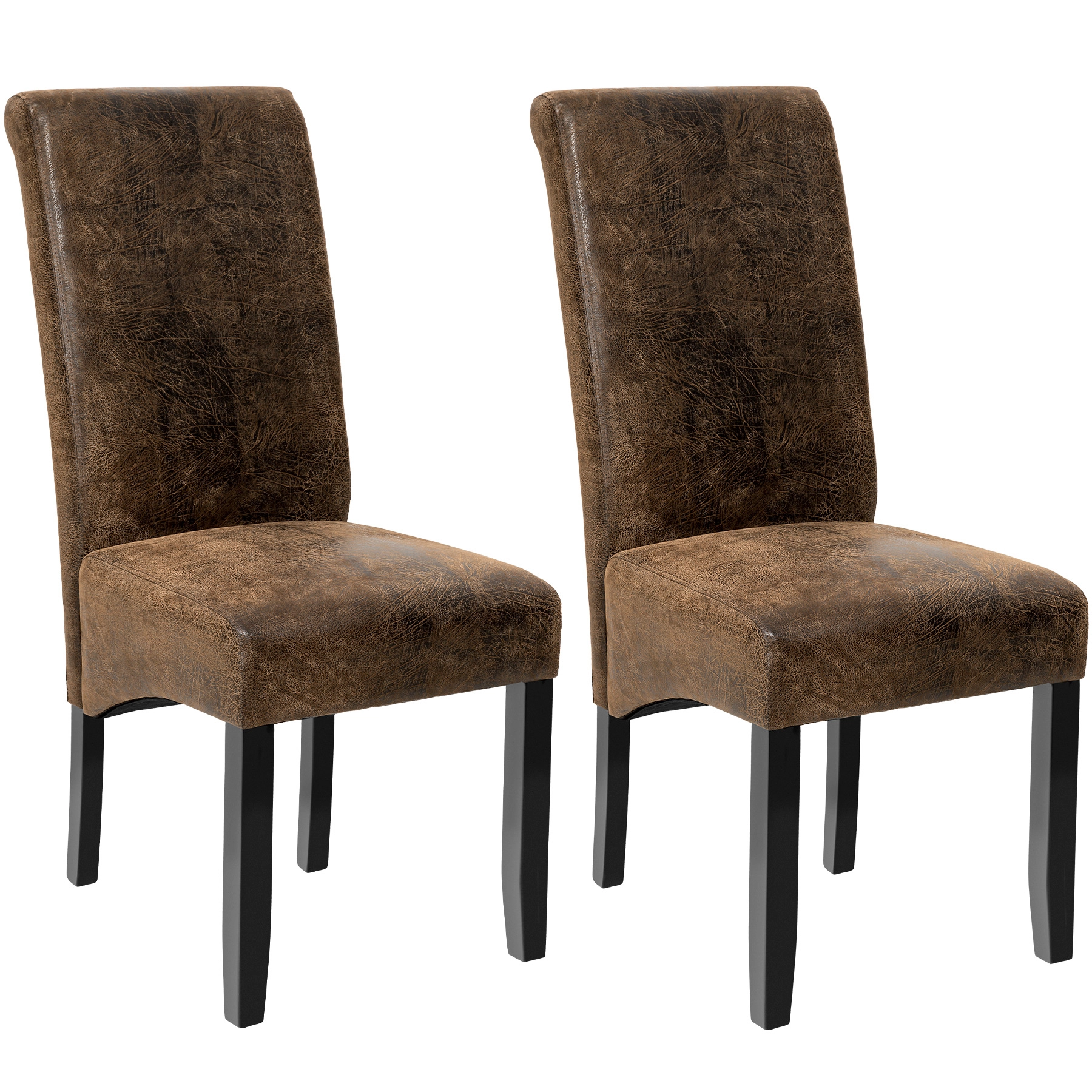 Esszimmerstuhl, ergonomisch, massives Hartholz - antikbraun, 2er Set