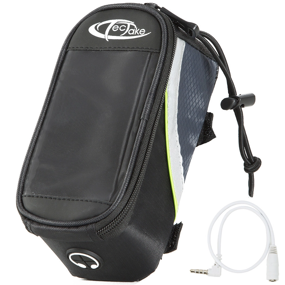 Fahrradtasche mit Rahmen-Befestigung für Smartphones - 18 x 8,5 x 8,5 cm, schwarz/grau/grün