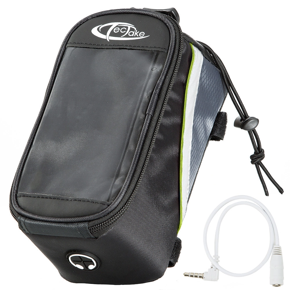 Fahrradtasche mit Rahmen-Befestigung für Smartphones - 20,5 x 10 x 10,5 cm, schwarz/grau/grün