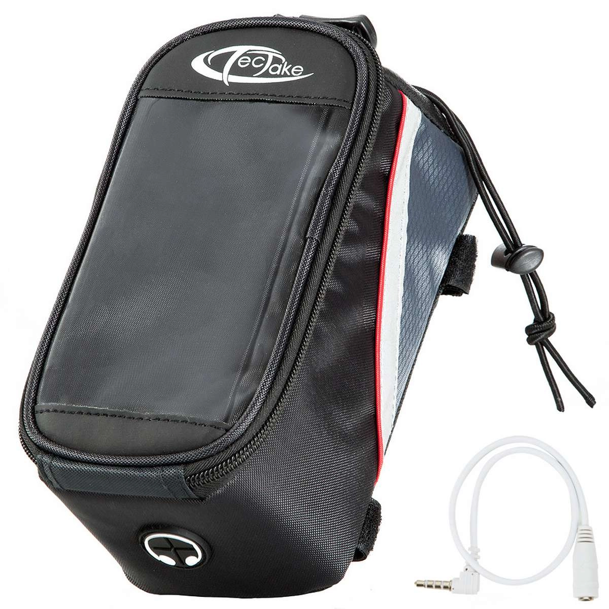 Fahrradtasche mit Rahmen-Befestigung für Smartphones - 20,5 x 10 x 10,5 cm, schwarz/grau/rot