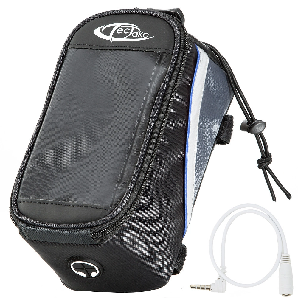 Fahrradtasche mit Rahmen-Befestigung für Smartphones - 20,5 x 10 x 10,5 cm, schwarz/grau/blau