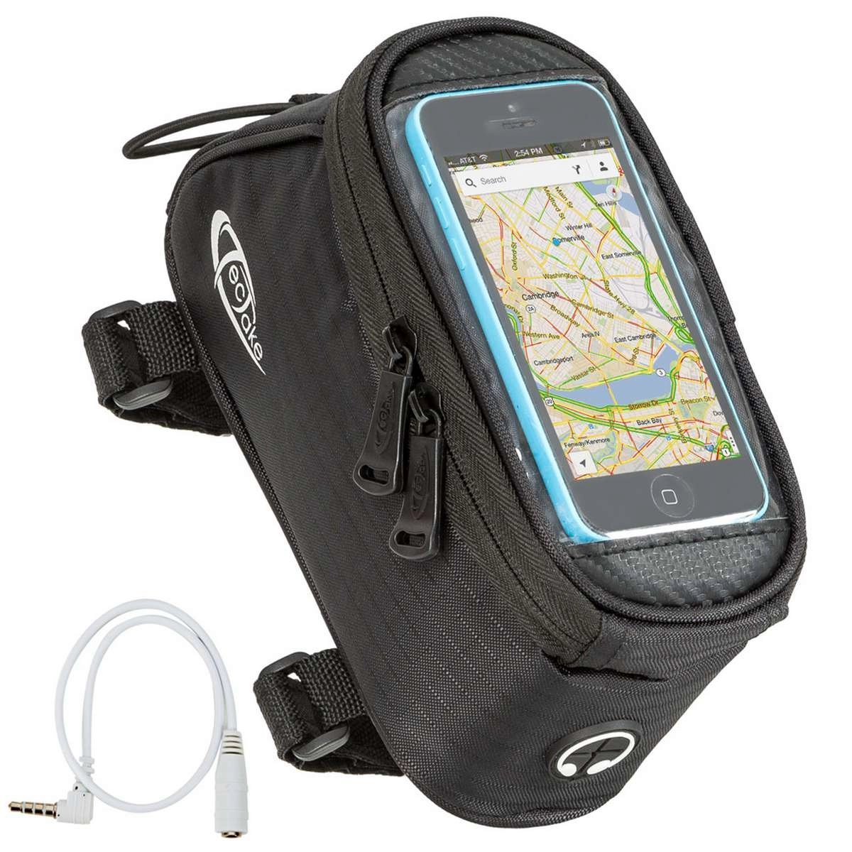 Fahrradtasche mit Rahmen-Befestigung für Smartphones - 18 x 8,5 x 8,5 cm, schwarz