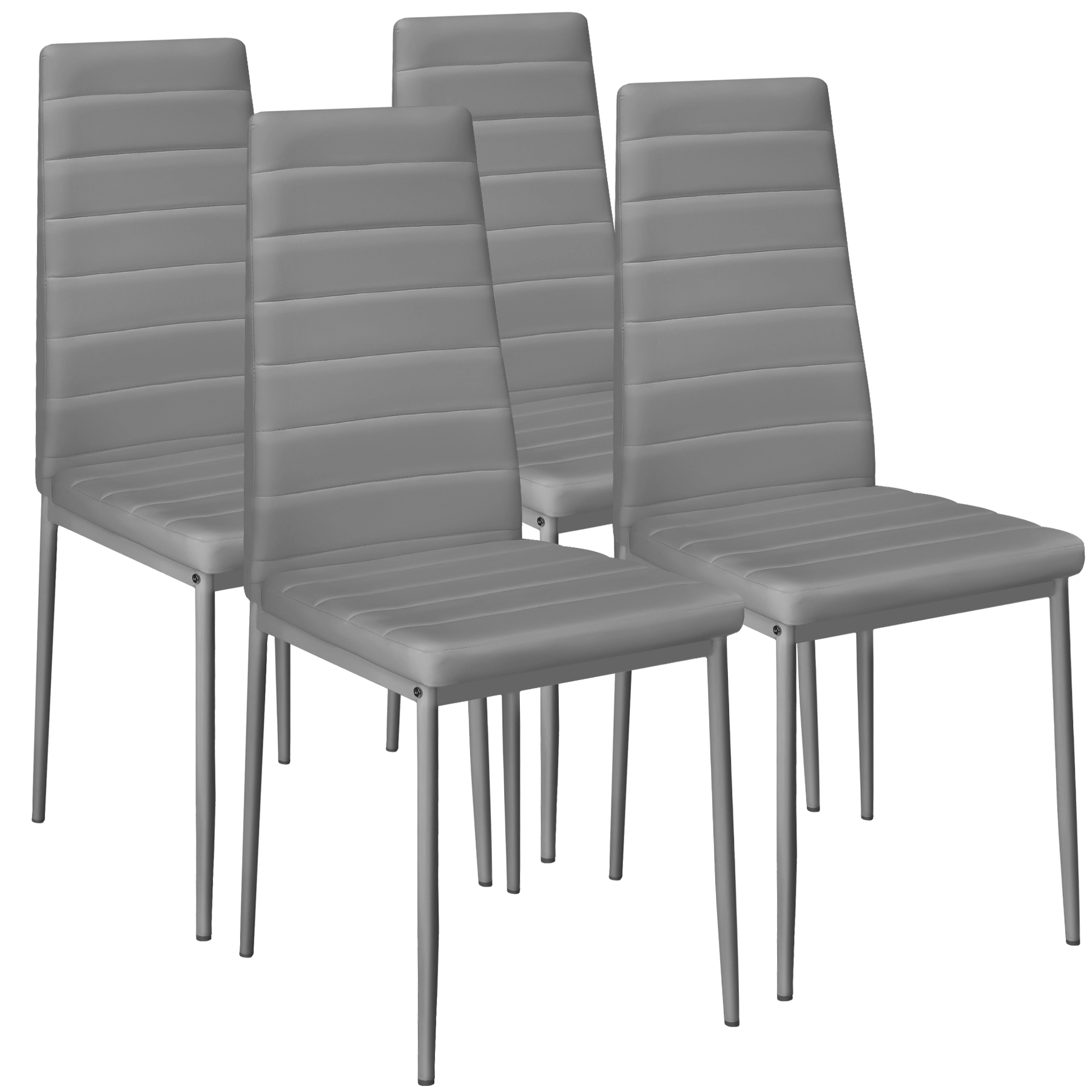 Esszimmerstühle Kunstleder - grau, 4er Set