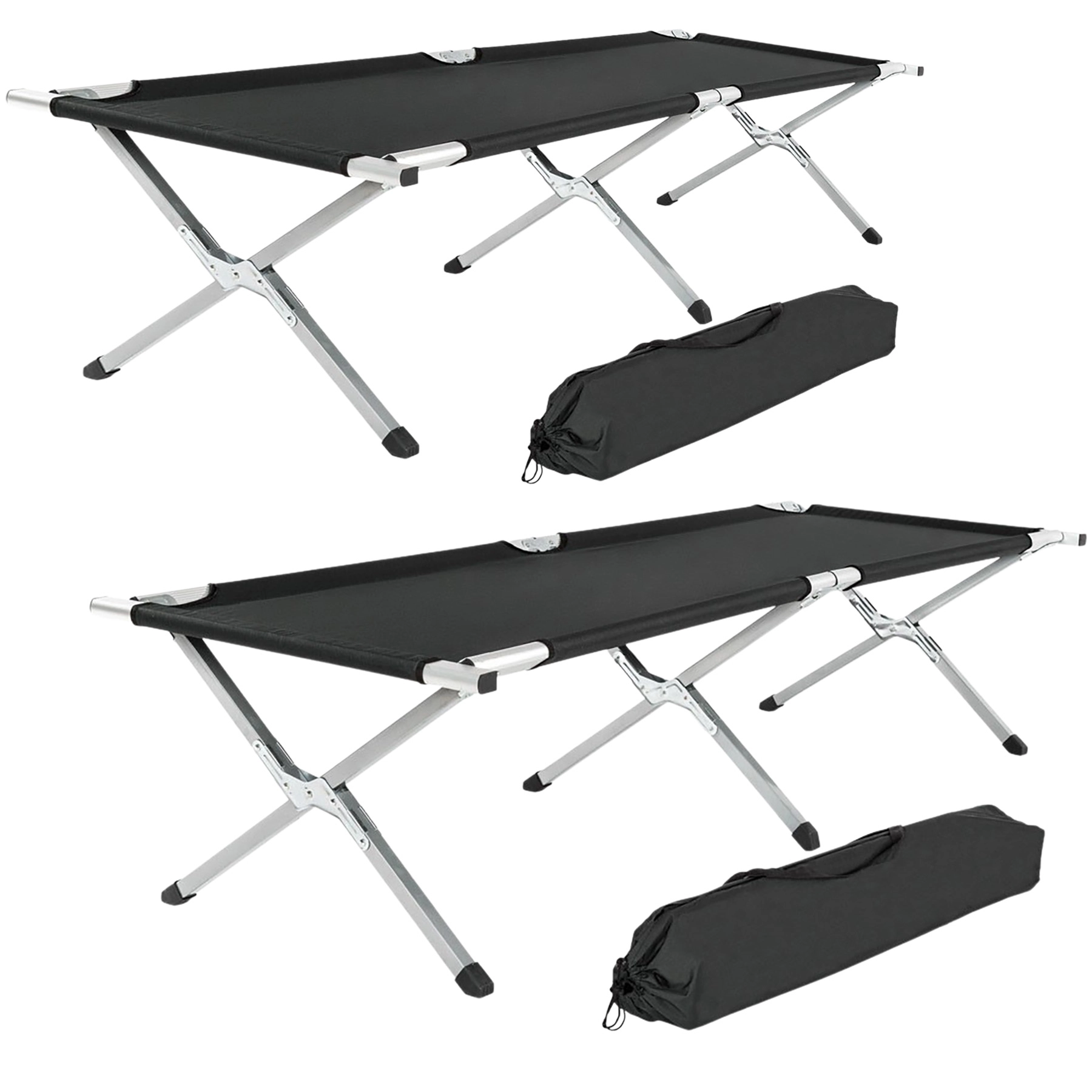 2 Feldbetten aus Aluminium - schwarz