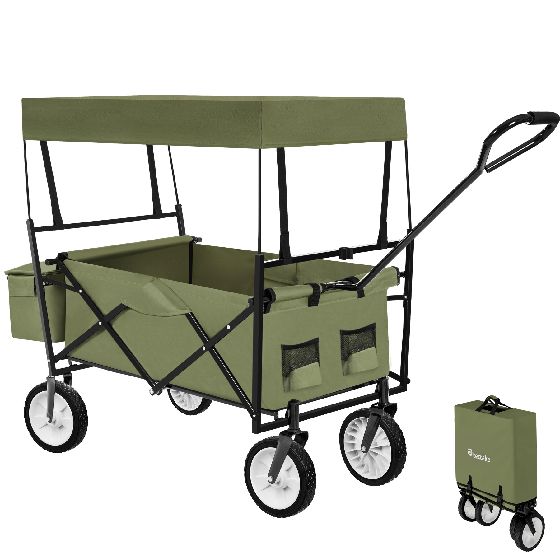 Faltbarer Bollerwagen mit Tragetasche Belastbarkeit 80kg - grün