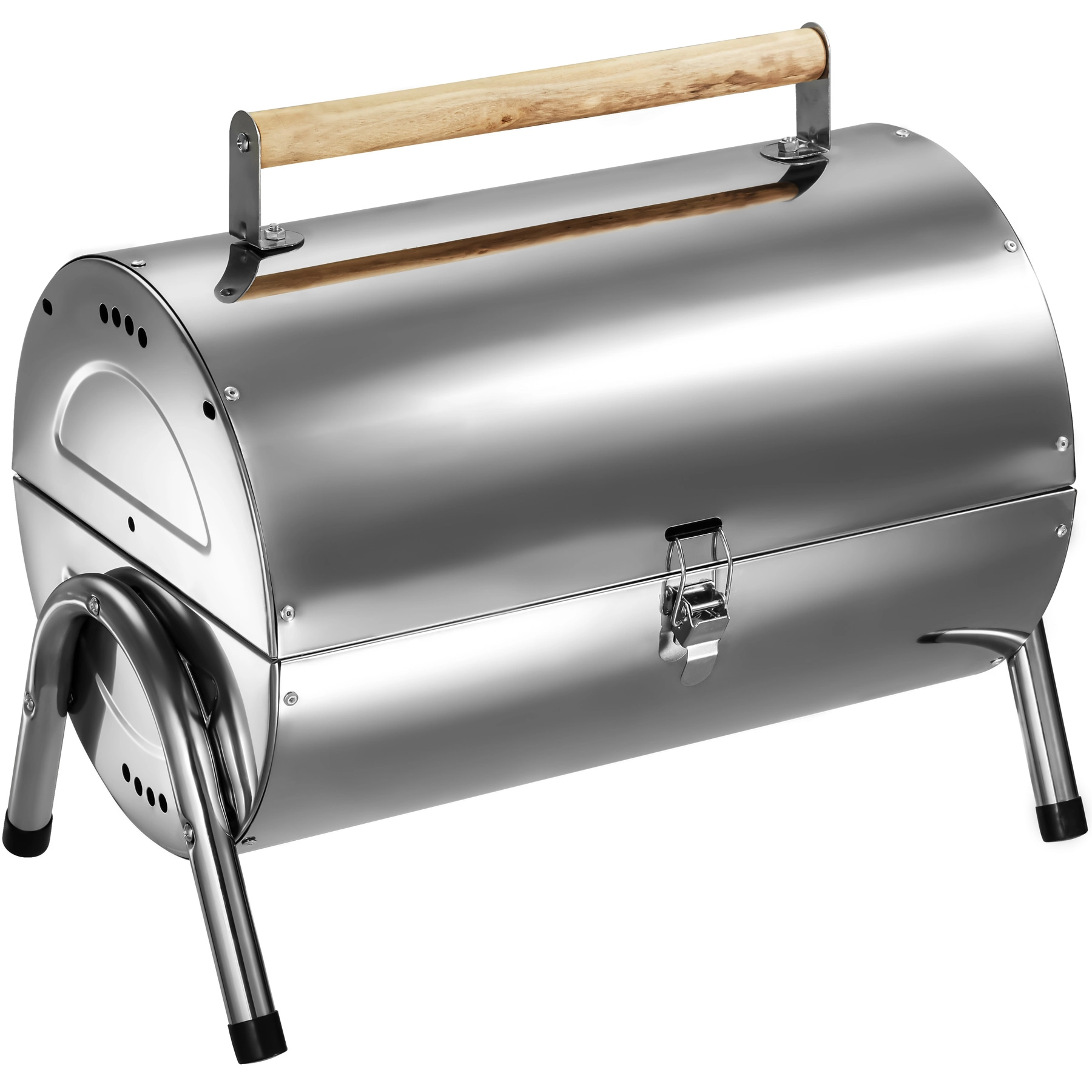 Holzkohlegrill aus Edelstahl - silber