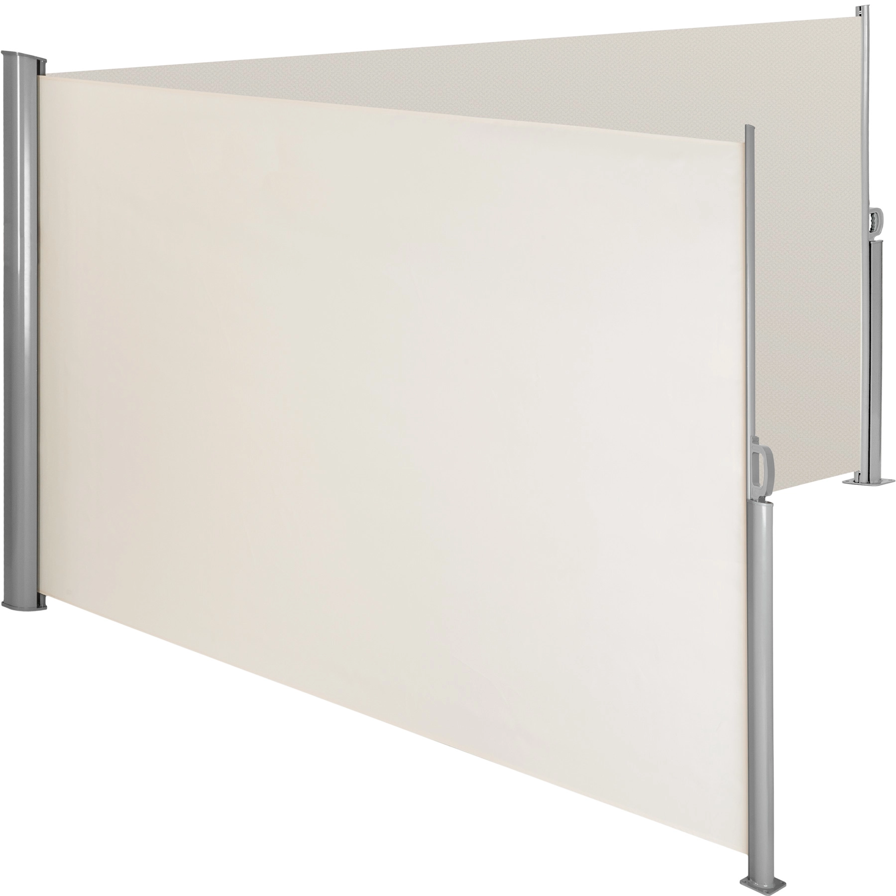 Aluminium Doppel Seitenmarkise ausziehbar mit Aufrollmechanismus - 180 x 600 cm, beige