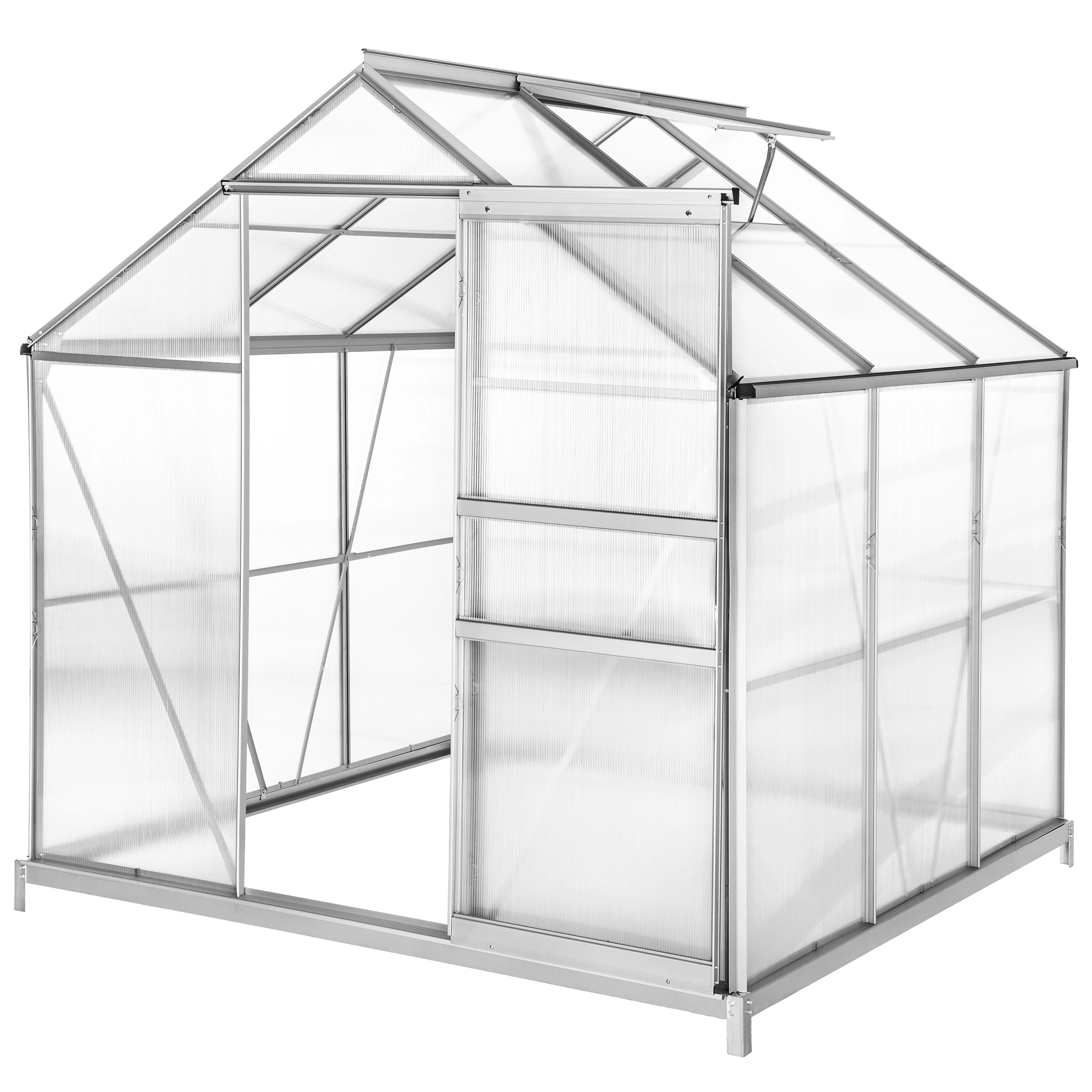 Gewächshaus aus Aluminium mit Fundament, UV-beständig - transparent