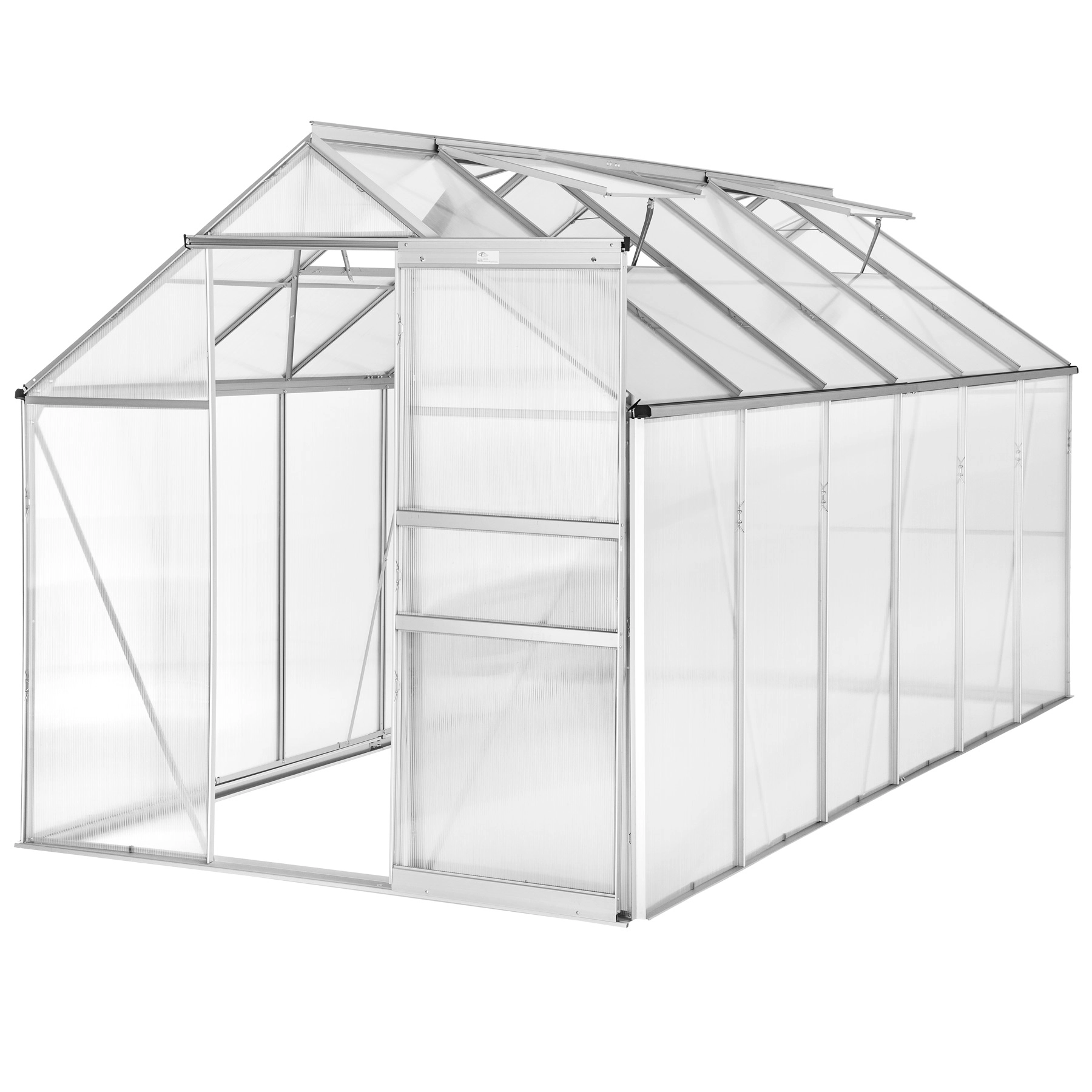 Gewächshaus aus Aluminium, UV-beständig, 185x375x195cm - transparent