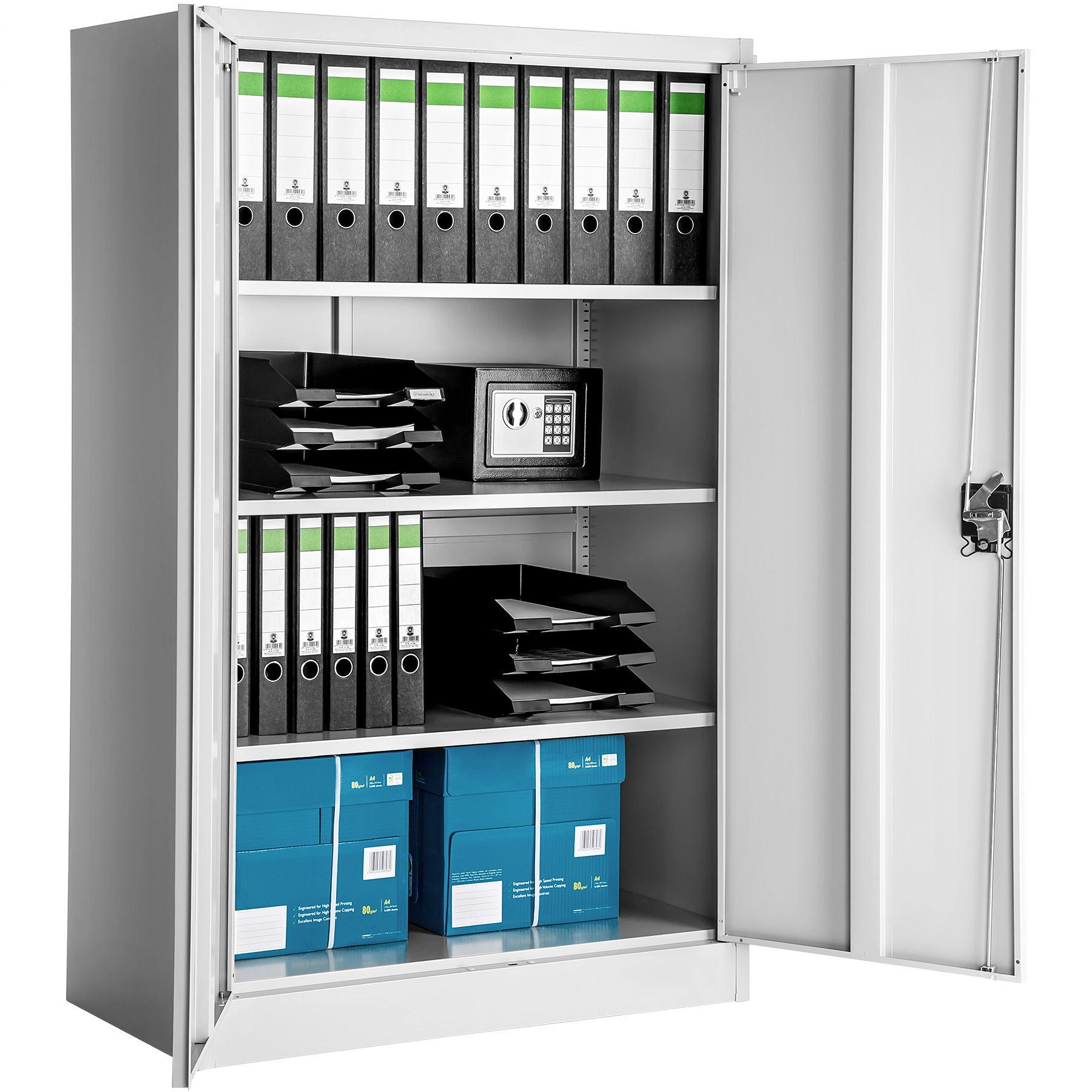Aktenschrank mit 4 Böden 140x90x40cm - grau