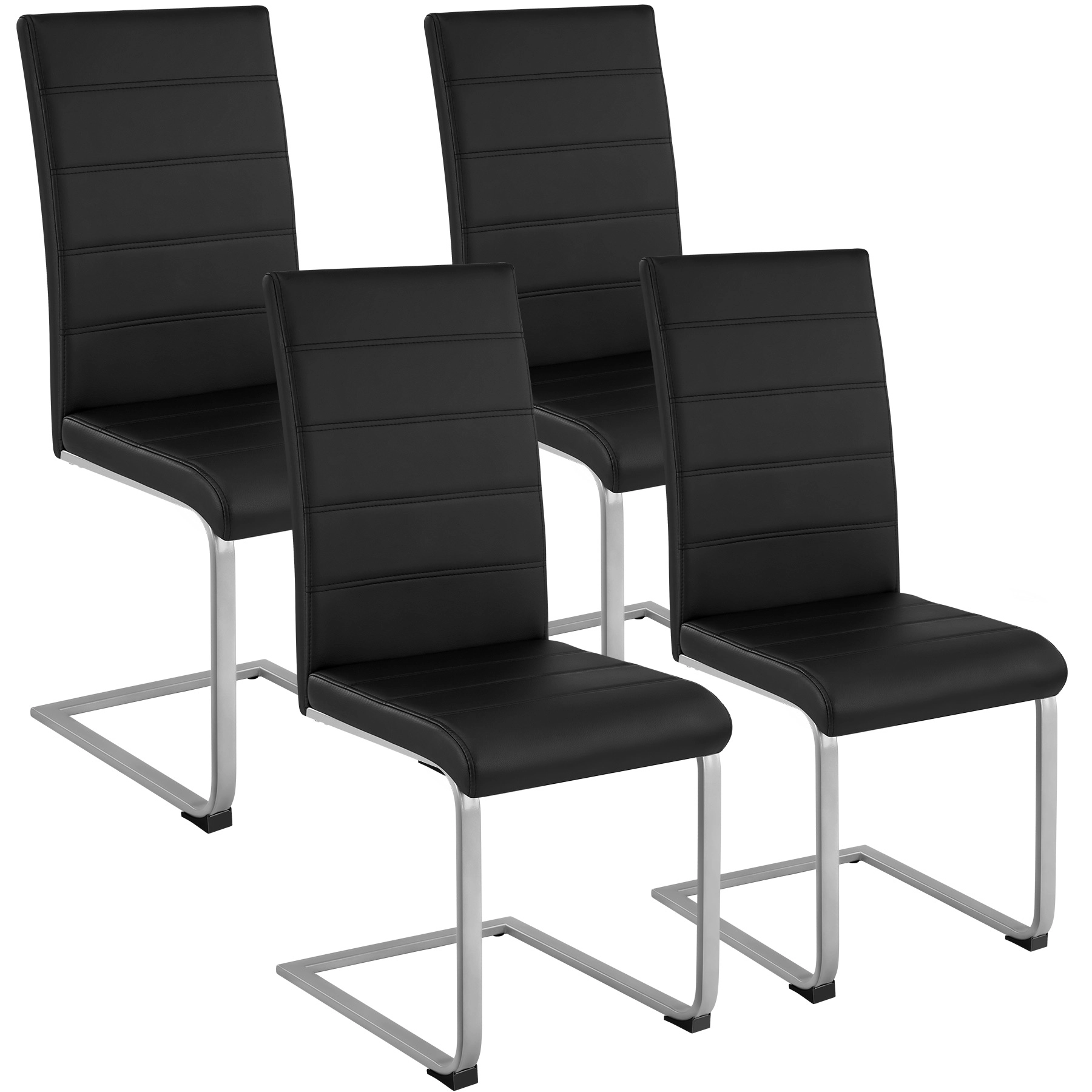 Schwingstühle, Kunstleder - schwarz, 4er Set