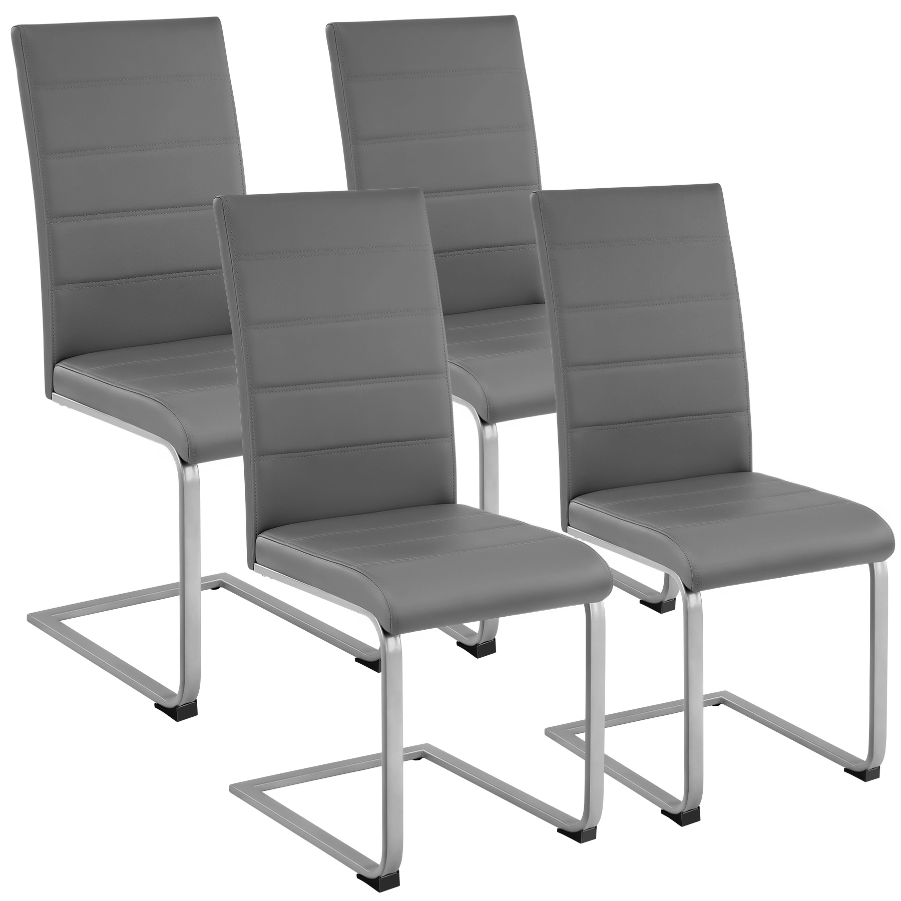 Schwingstühle, Kunstleder - grau, 4er Set