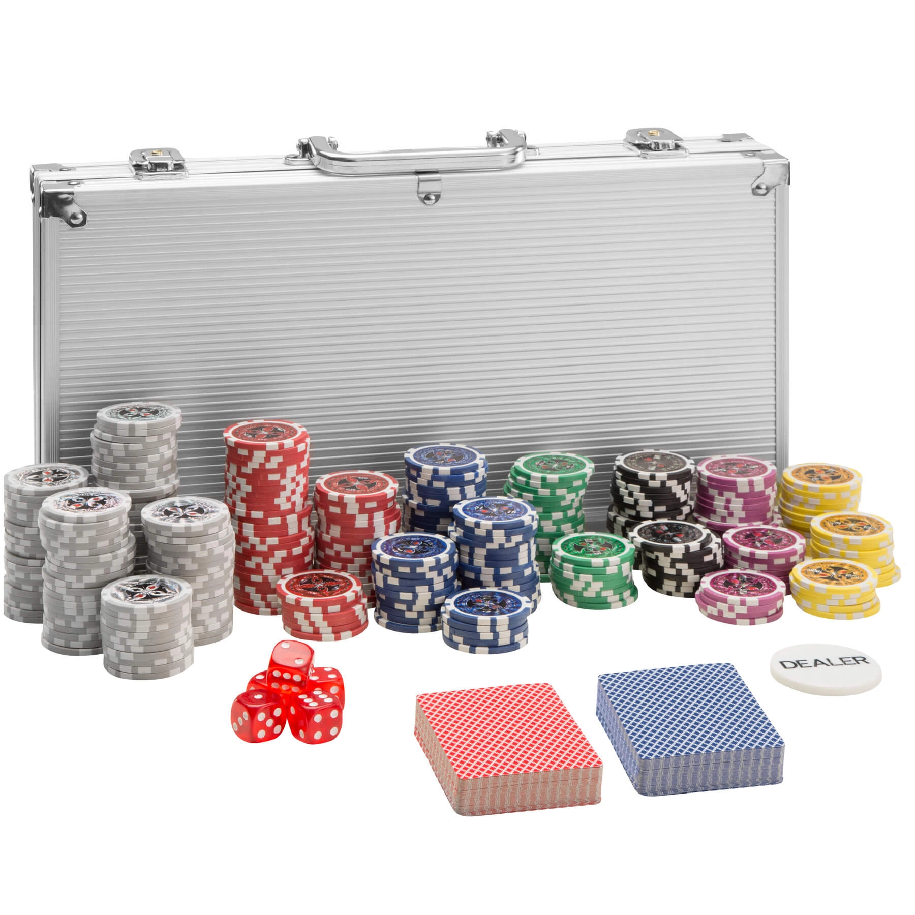 Pokerset inkl. Aluminiumkoffer - silber, 300 Teile