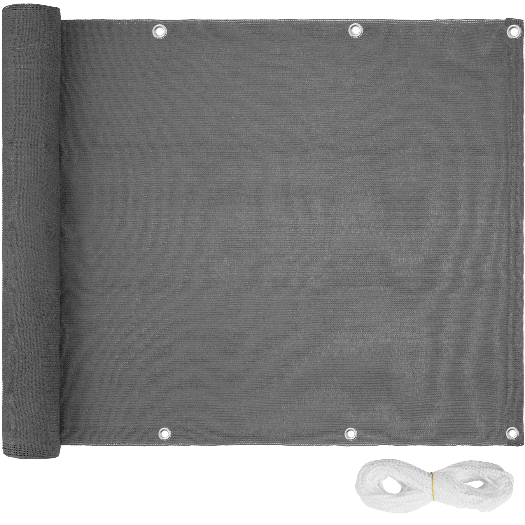 Balkon Sichtschutz mit metallverstärkten Ösen, Version 2 - grau, 90 cm