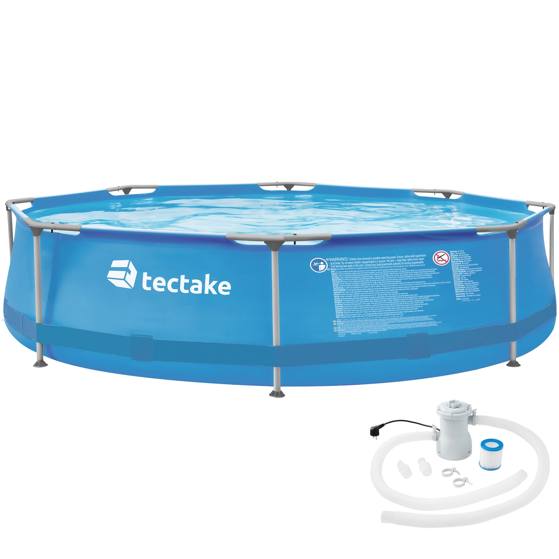 Swimming Pool rund mit Stahlrahmen und Filterpumpe Ø 300 x 76 cm - blau