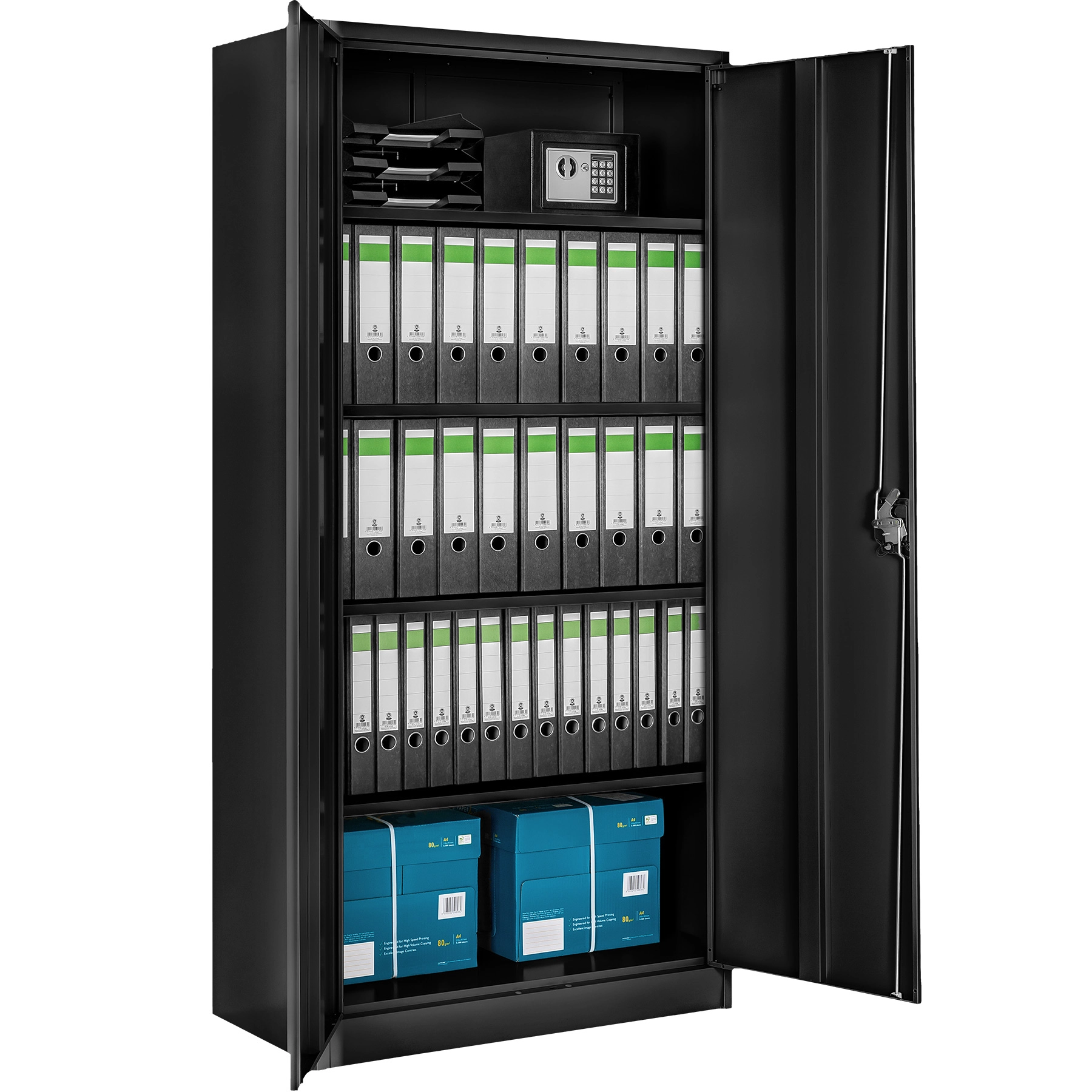 Aktenschrank mit 5 Böden - schwarz, 90 cm