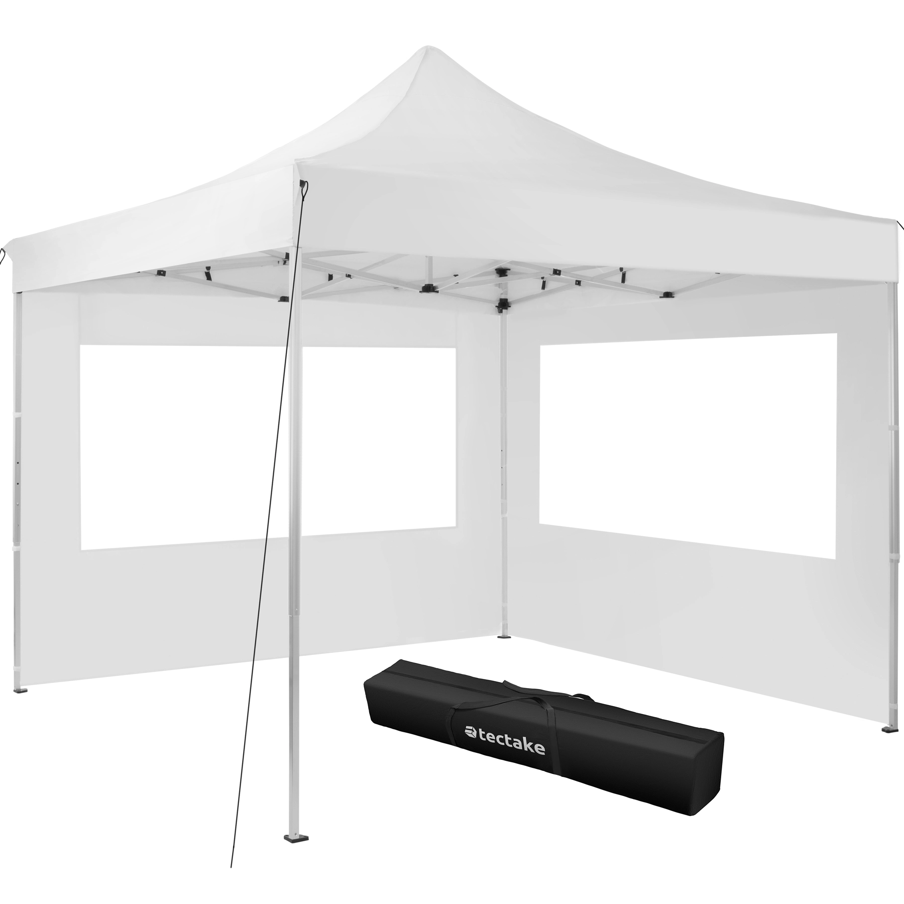 Faltbarer Garten Pavillon 3x3m mit 2 Seitenteilen - weiß