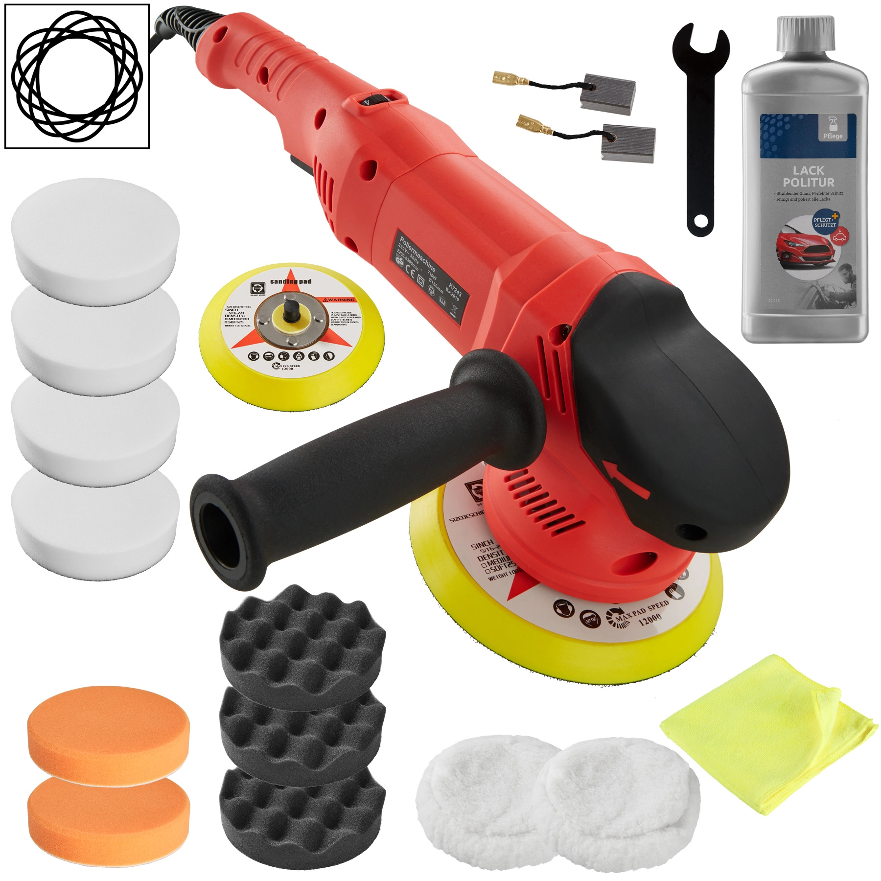 Exzenter Poliermaschine 710W - 17-tlg. inkl. Politur