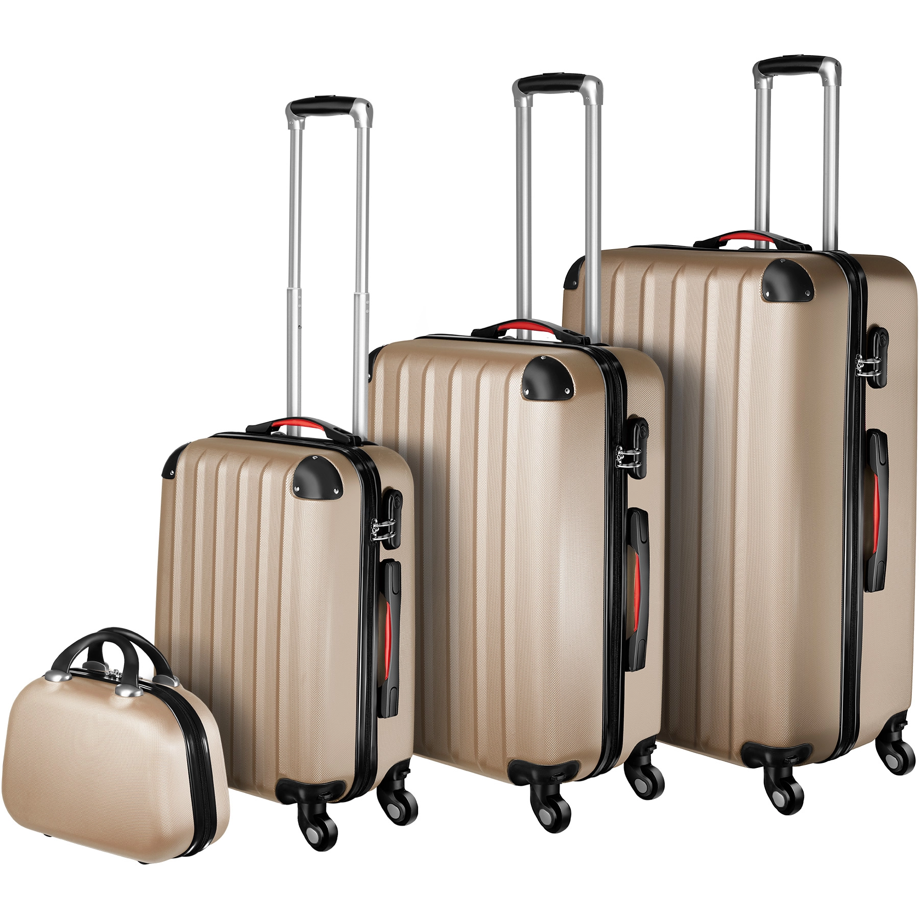 Hartschalenkoffer und Beauty-Case Set 4-tlg. - champagner