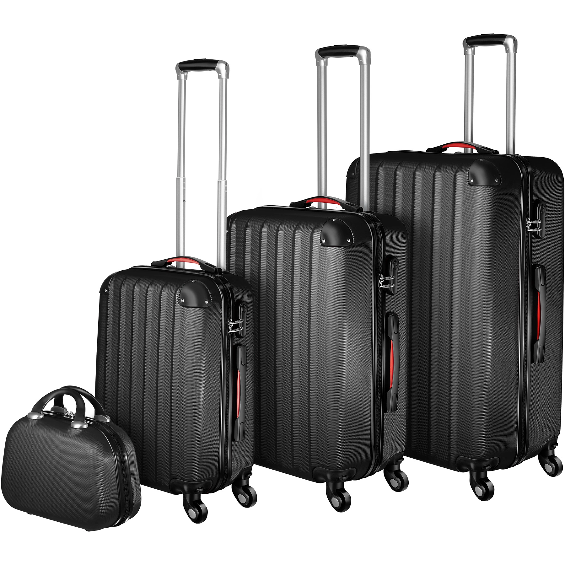 Hartschalenkoffer und Beauty-Case Set 4-tlg. - schwarz
