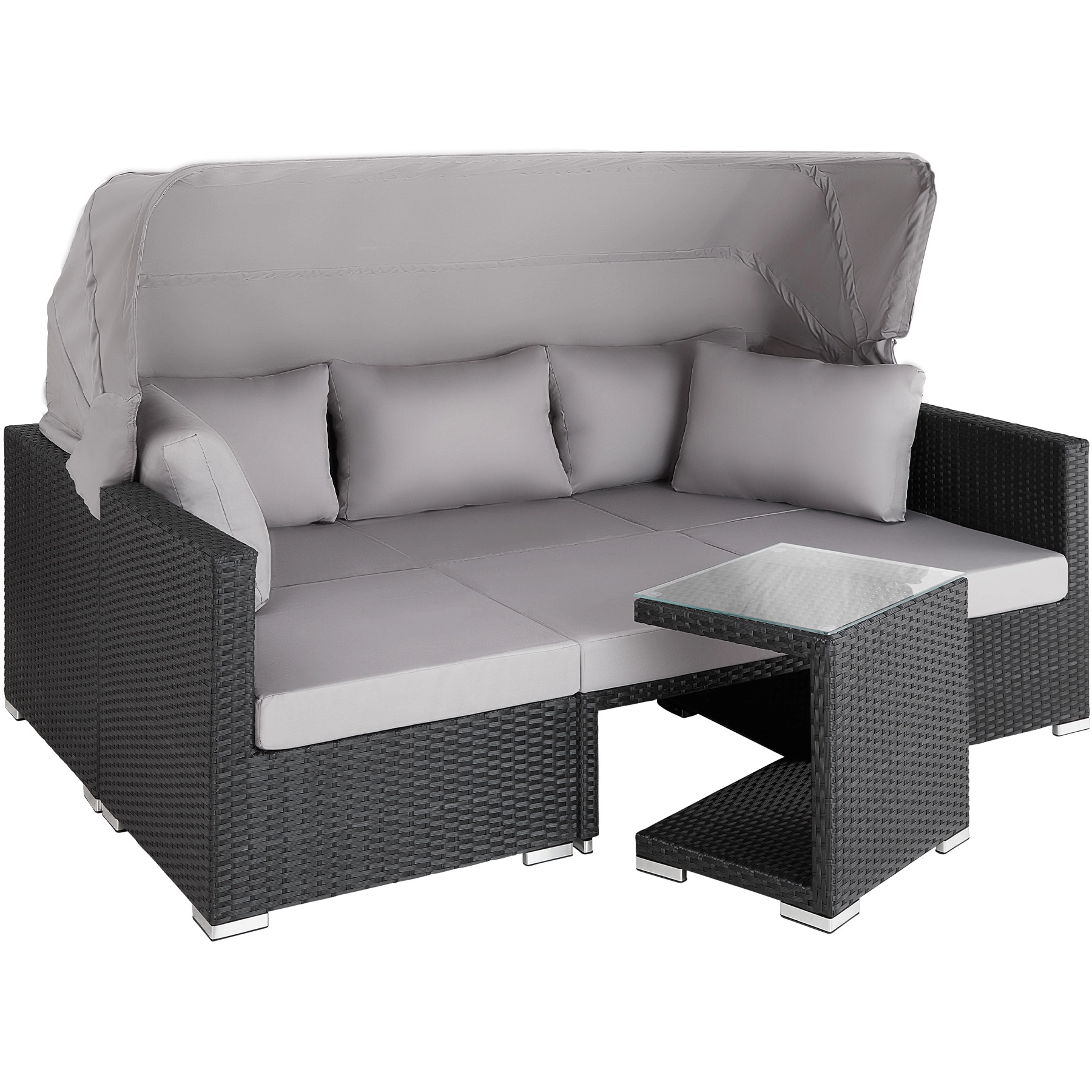 Rattan Lounge mit Aluminiumgestell San Marino - schwarz