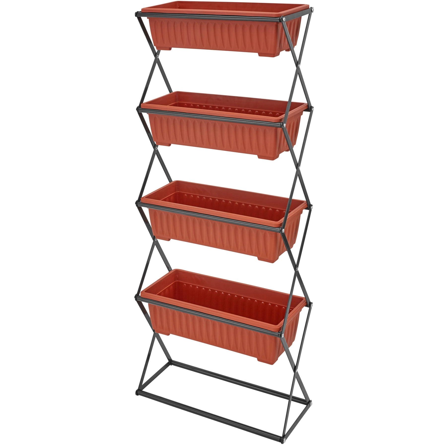Vertikalbeet mit 4 Kästen 52x21x127cm - braun