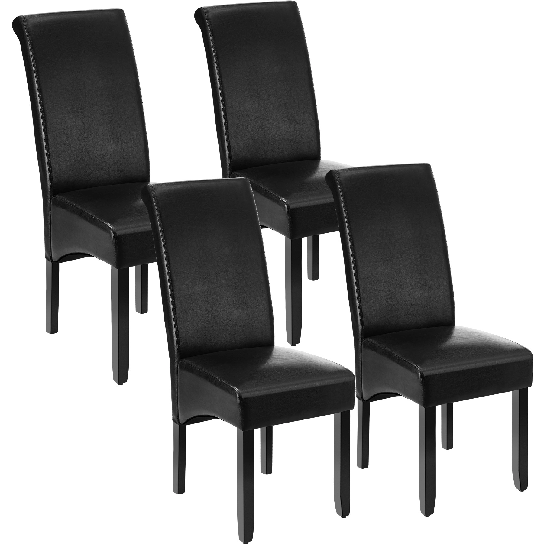 Esszimmerstuhl, ergonomisch, massives Hartholz - schwarz, 4er Set