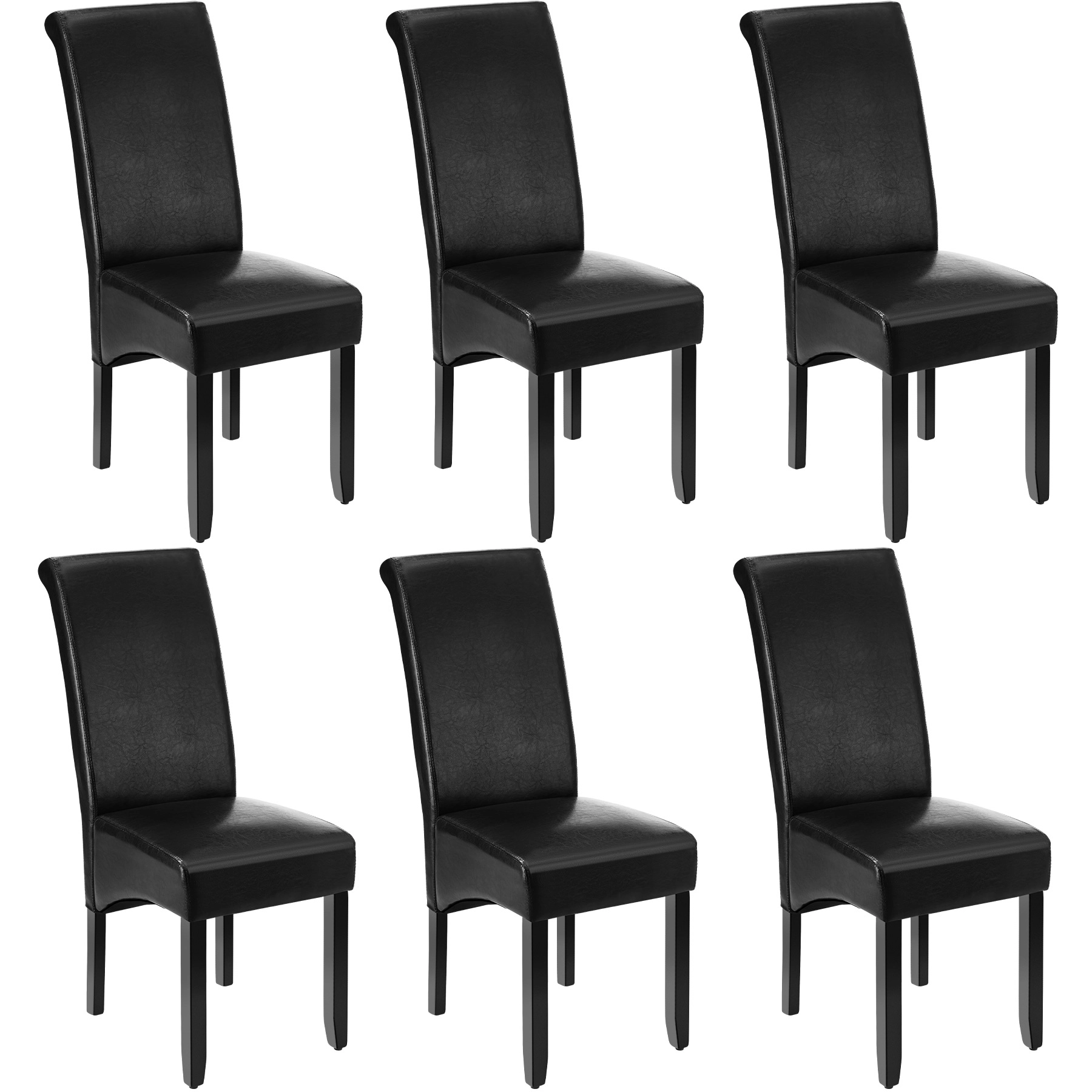 Esszimmerstuhl, ergonomisch, massives Hartholz - schwarz, 6er Set
