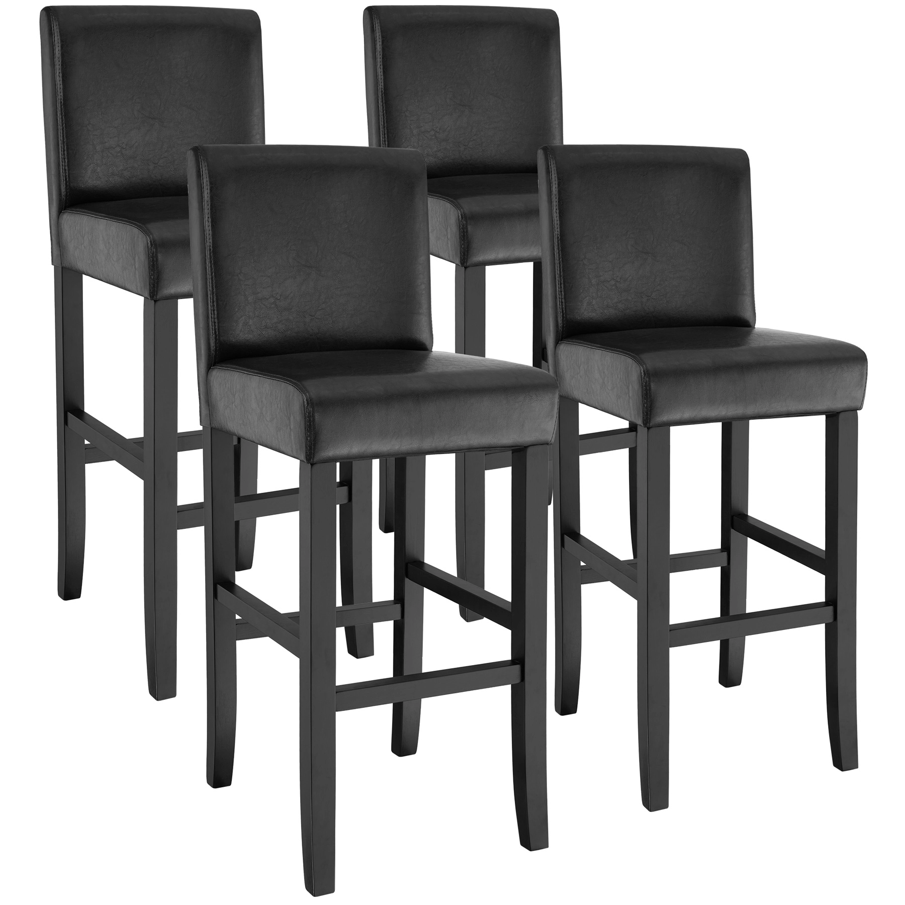 Barhocker aus Kunstleder - schwarz, 4er Set