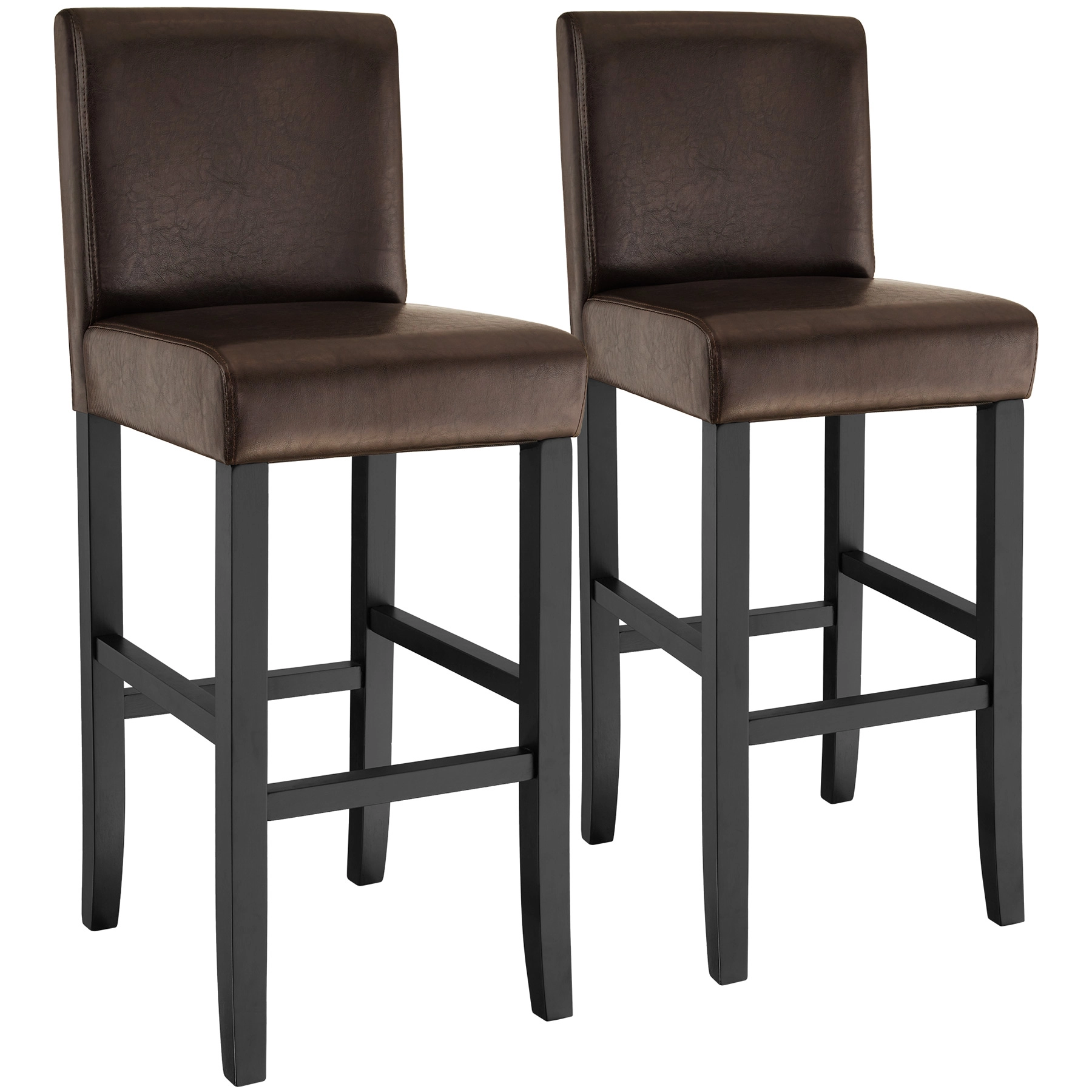 Barhocker aus Kunstleder - braun, 2er Set