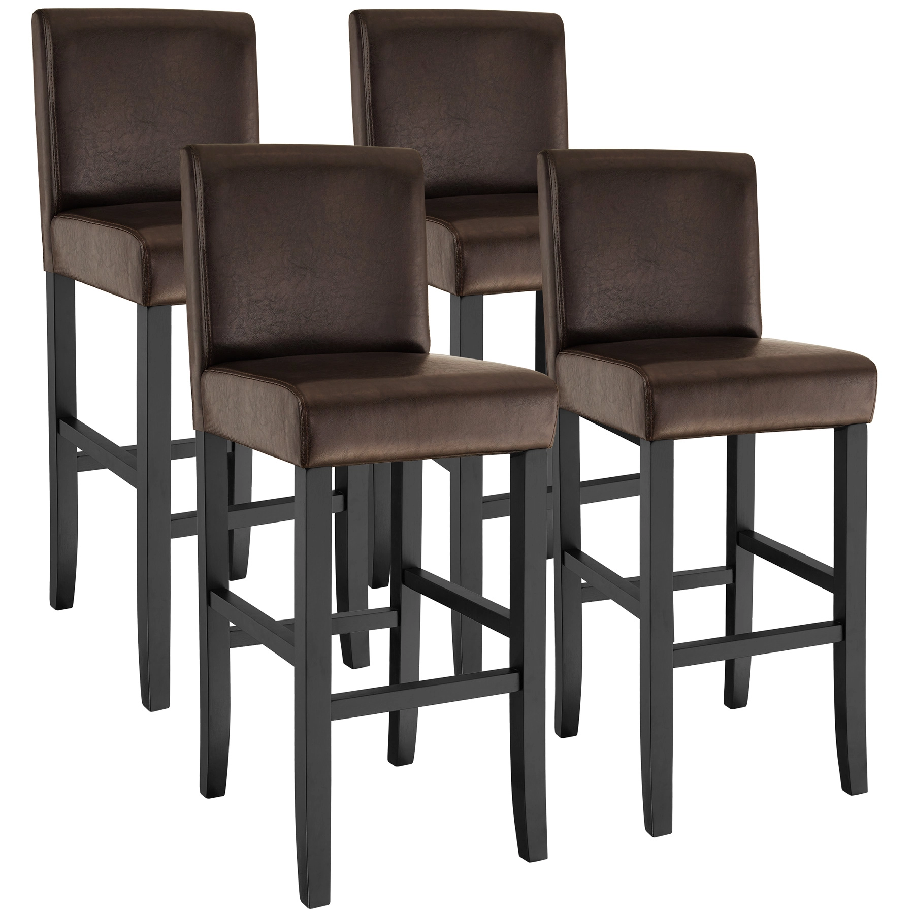 Barhocker aus Kunstleder - braun, 4er Set