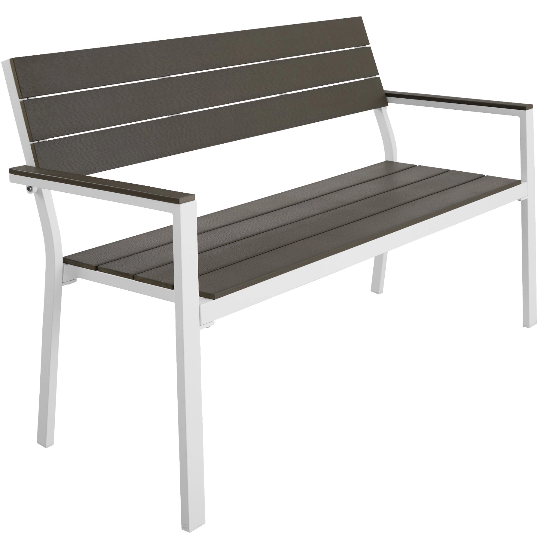 Gartenbank Line 2-Sitzer mit Aluminiumrahmen 128x59x88cm - hellgrau/weiß