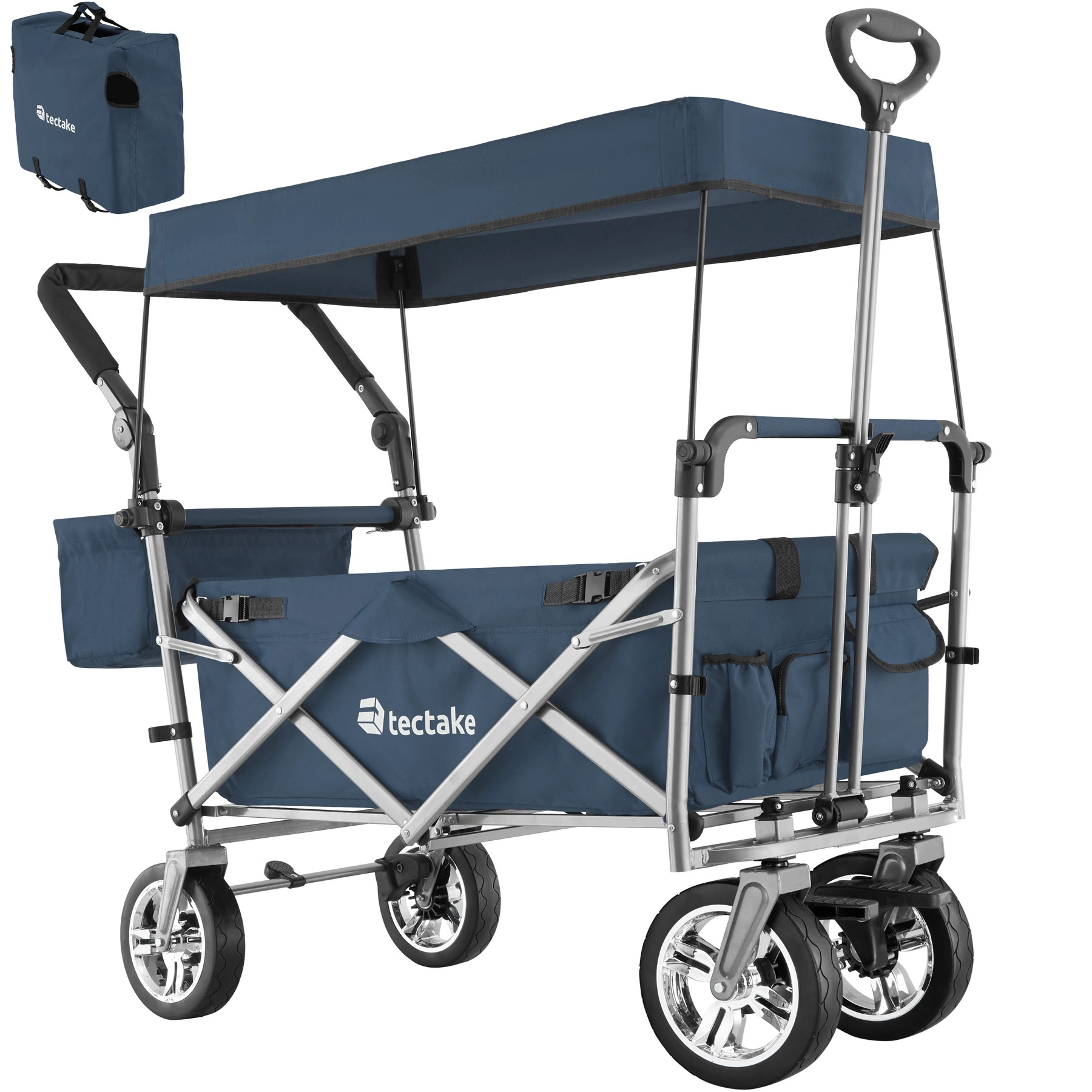 Faltbarer Bollerwagen Nico mit Tragetasche Belastbarkeit 80kg - blau
