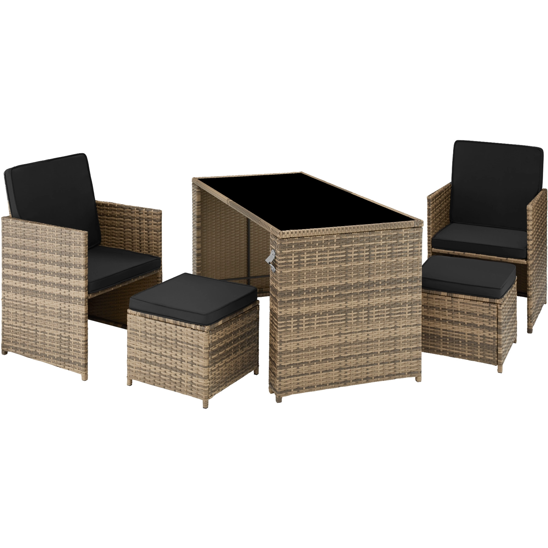 Rattan Sitzgruppe Palermo 2+2+1 - natur