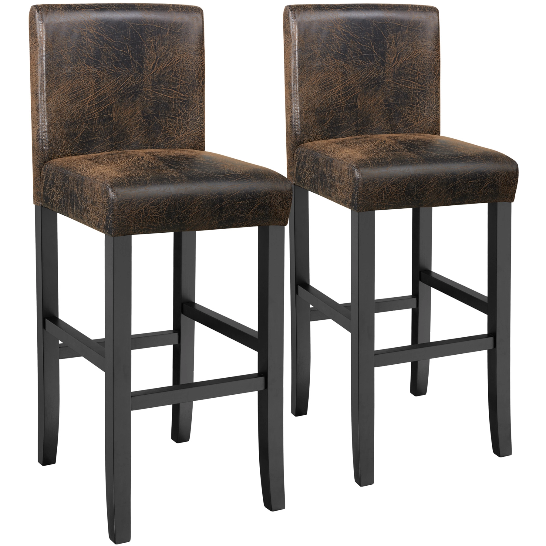 Barhocker aus Kunstleder - antikbraun, 2er Set