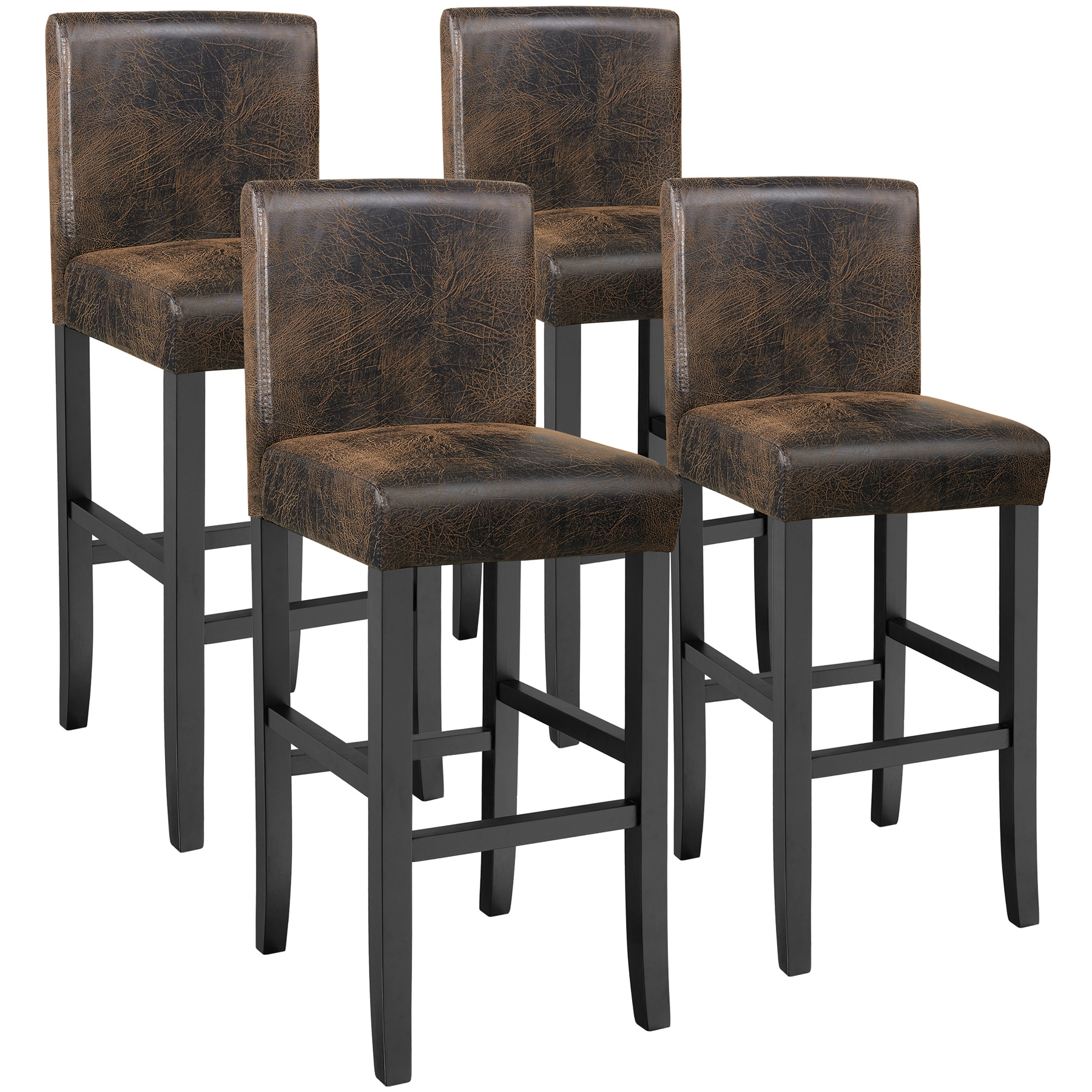 Barhocker aus Kunstleder - antikbraun, 4er Set