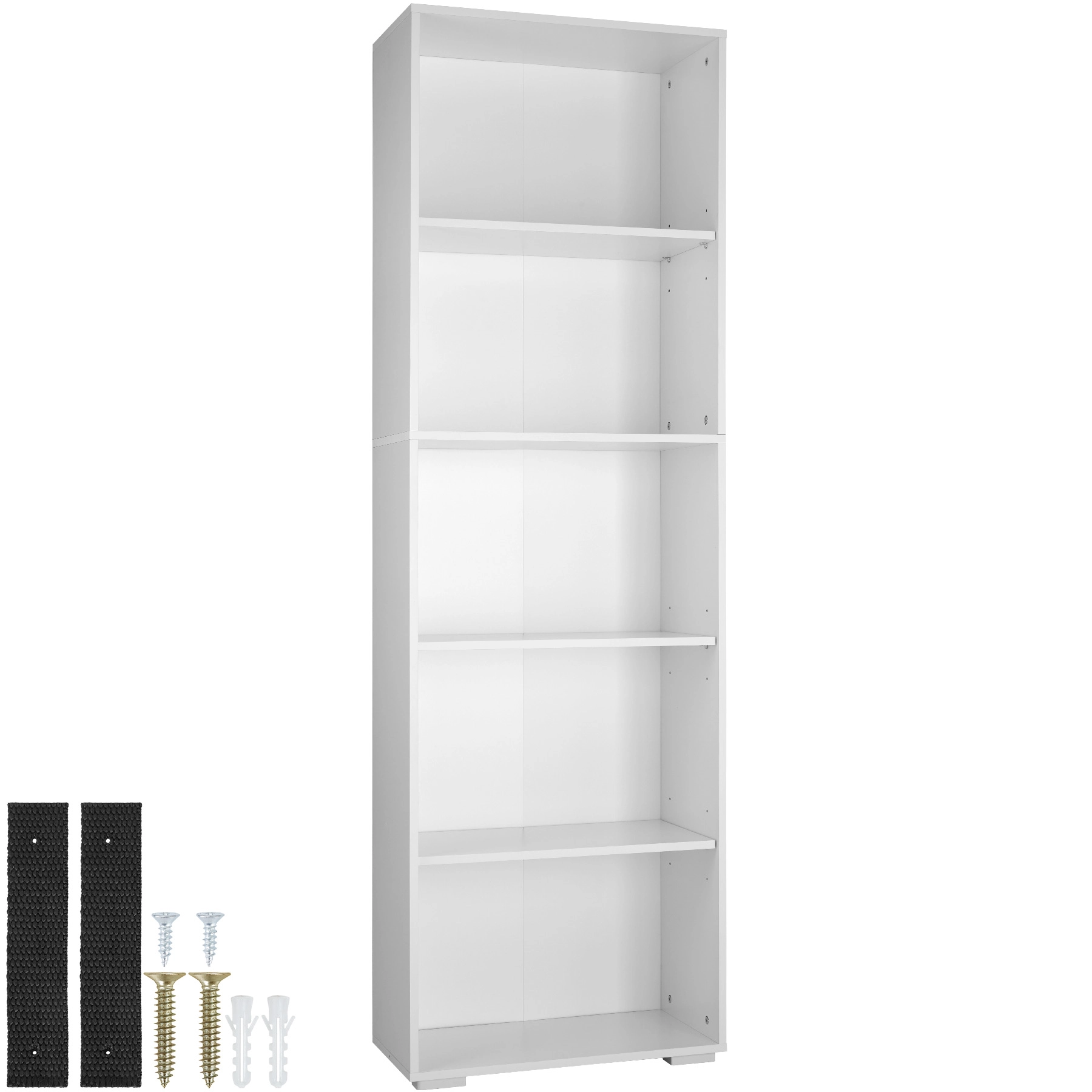 Bücherregal Lexi 5 Fächer 60x30x190cm - weiß