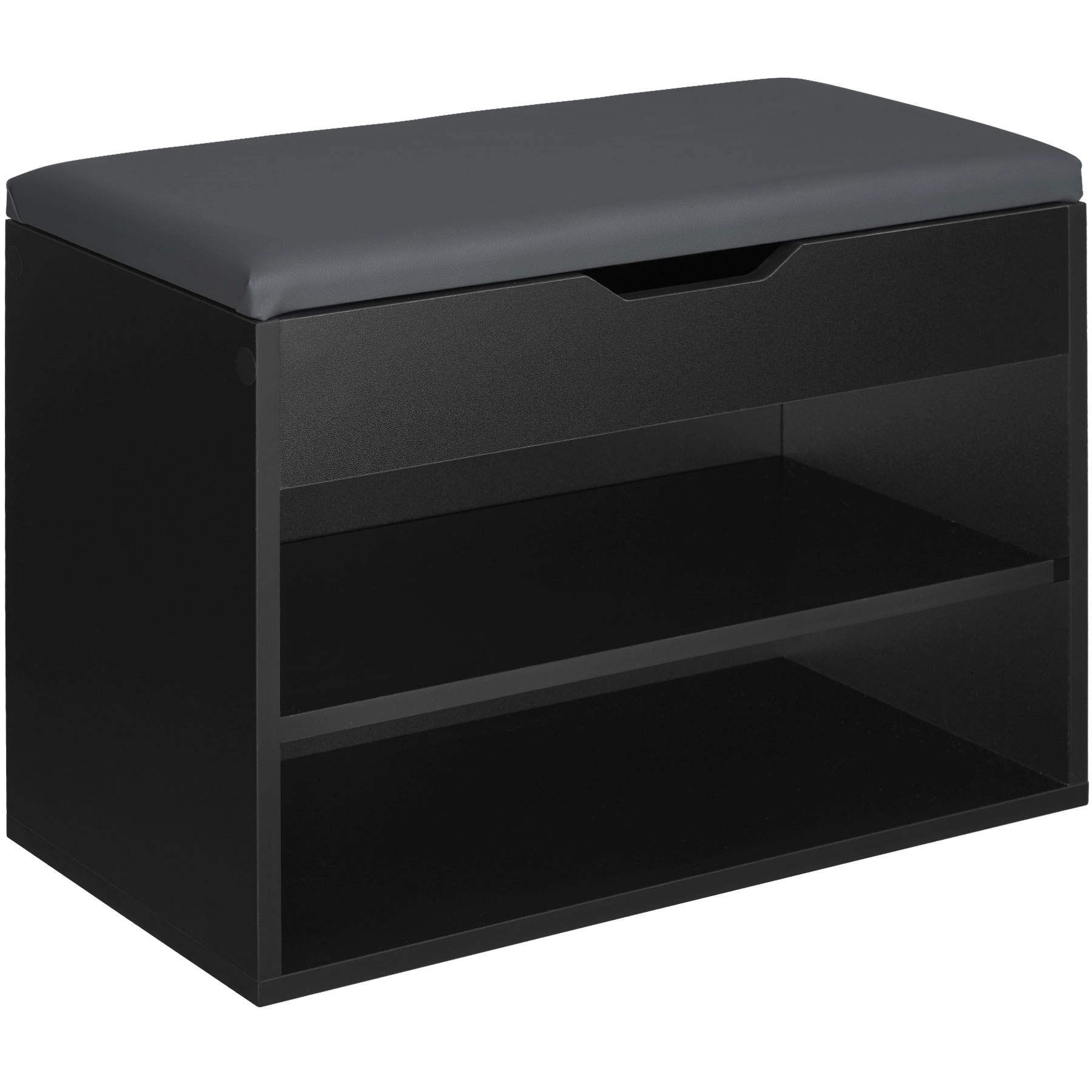 Schuhbank Jasmina mit Sitzpolster 60x30x43,5cm - schwarz