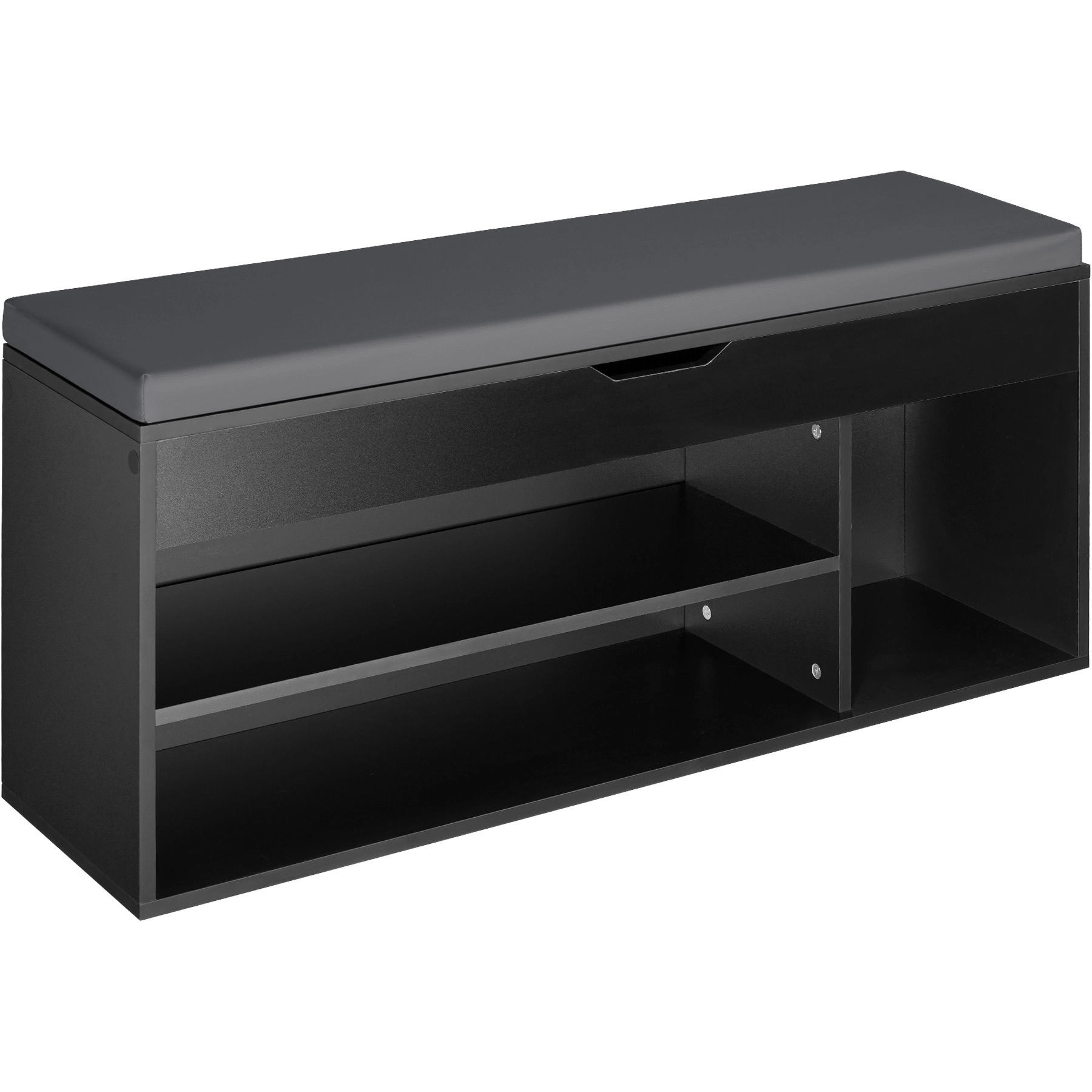 Schuhbank Natalya mit Sitzpolster 104x30x49cm - schwarz