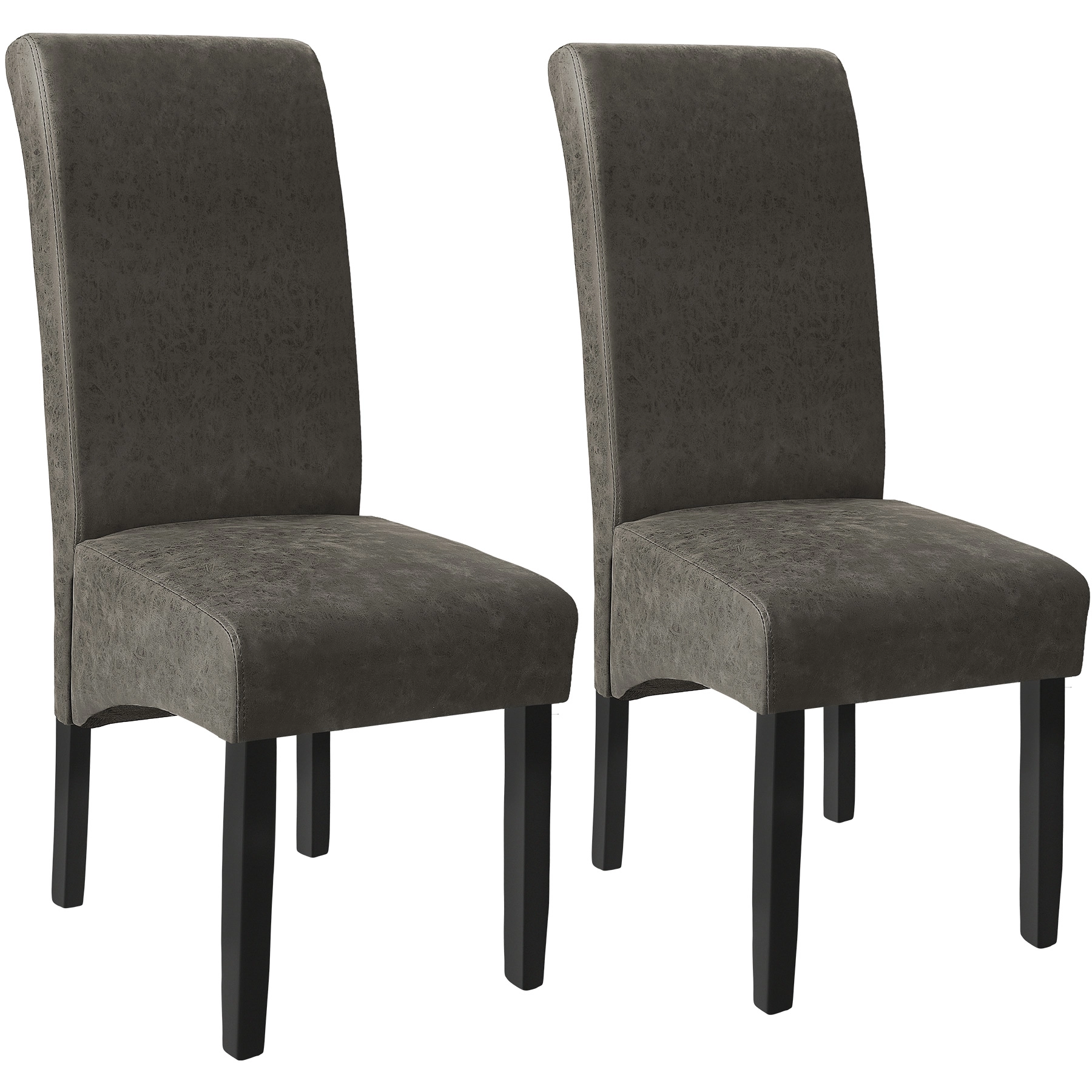 Esszimmerstuhl, ergonomisch, massives Hartholz - grau marmoriert, 2er Set