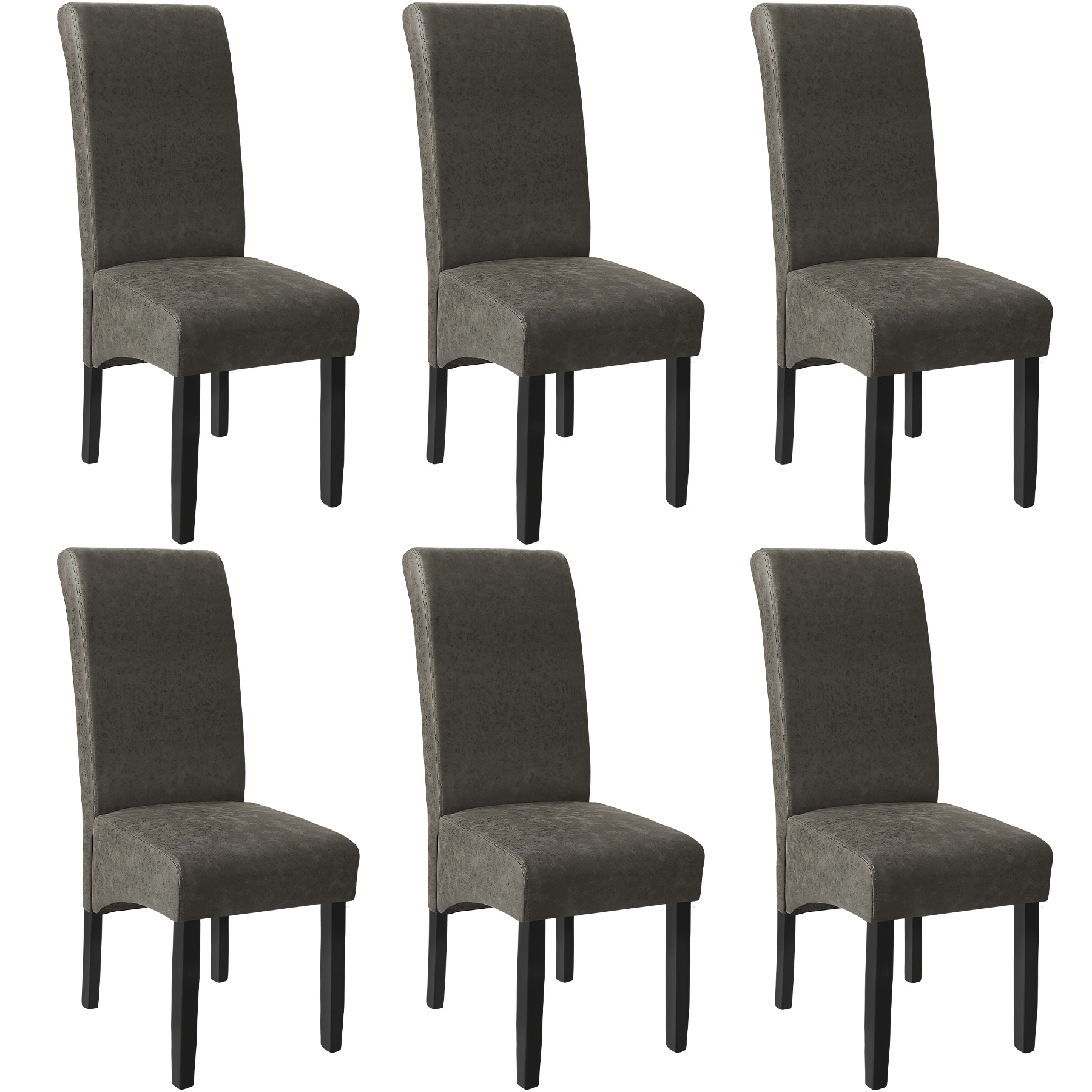 Esszimmerstuhl, ergonomisch, massives Hartholz - grau marmoriert, 6er Set