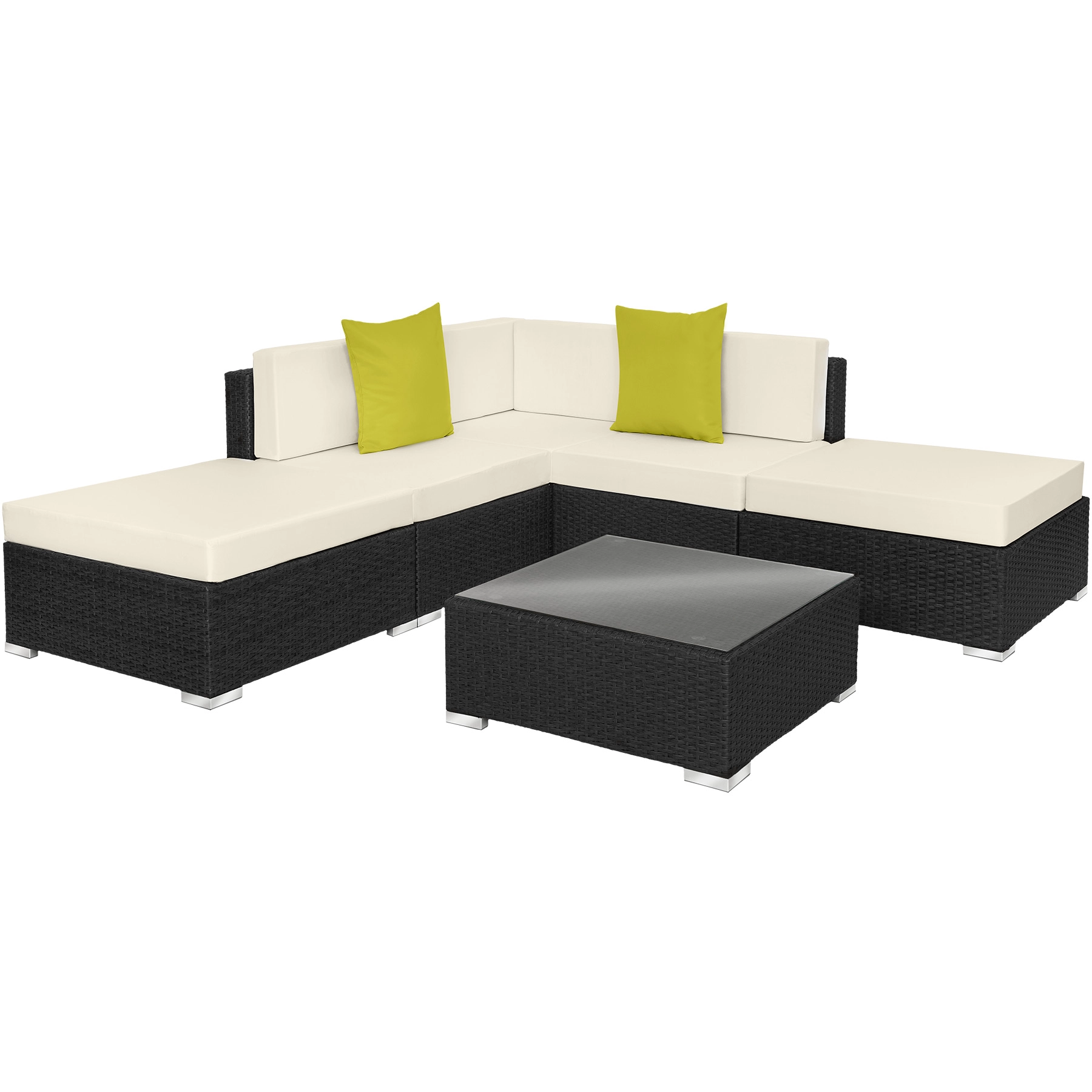 Rattan Lounge mit Aluminiumgestell Paris - schwarz