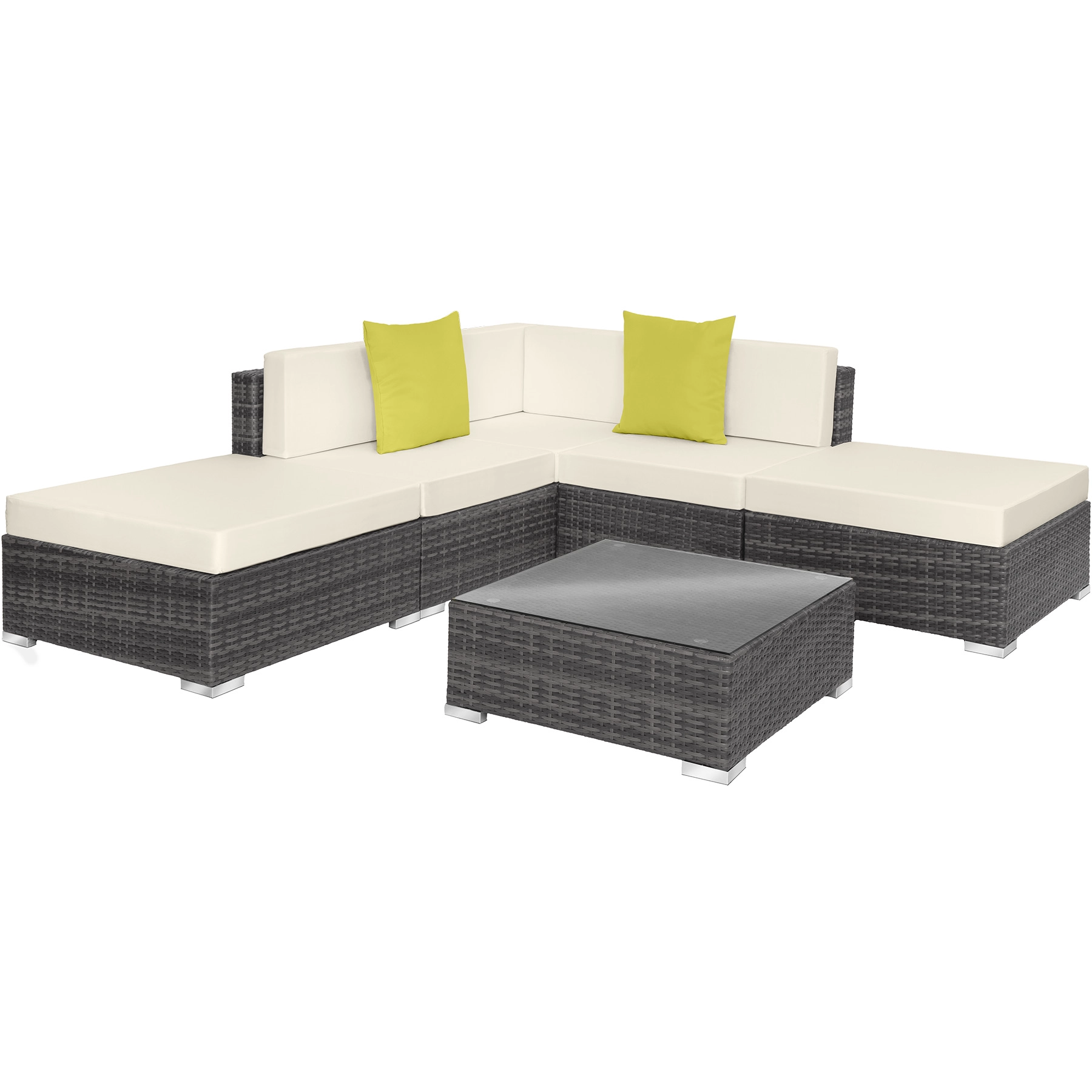Rattan Lounge mit Aluminiumgestell Paris - grau