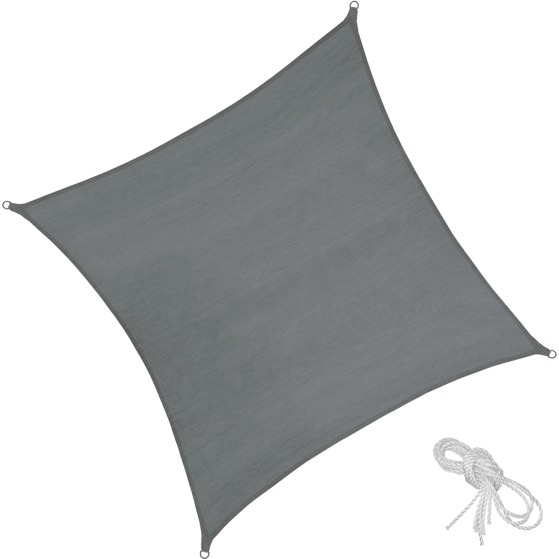 Polyethylen Sonnensegel quadratisch grau - 360 x 360 cm