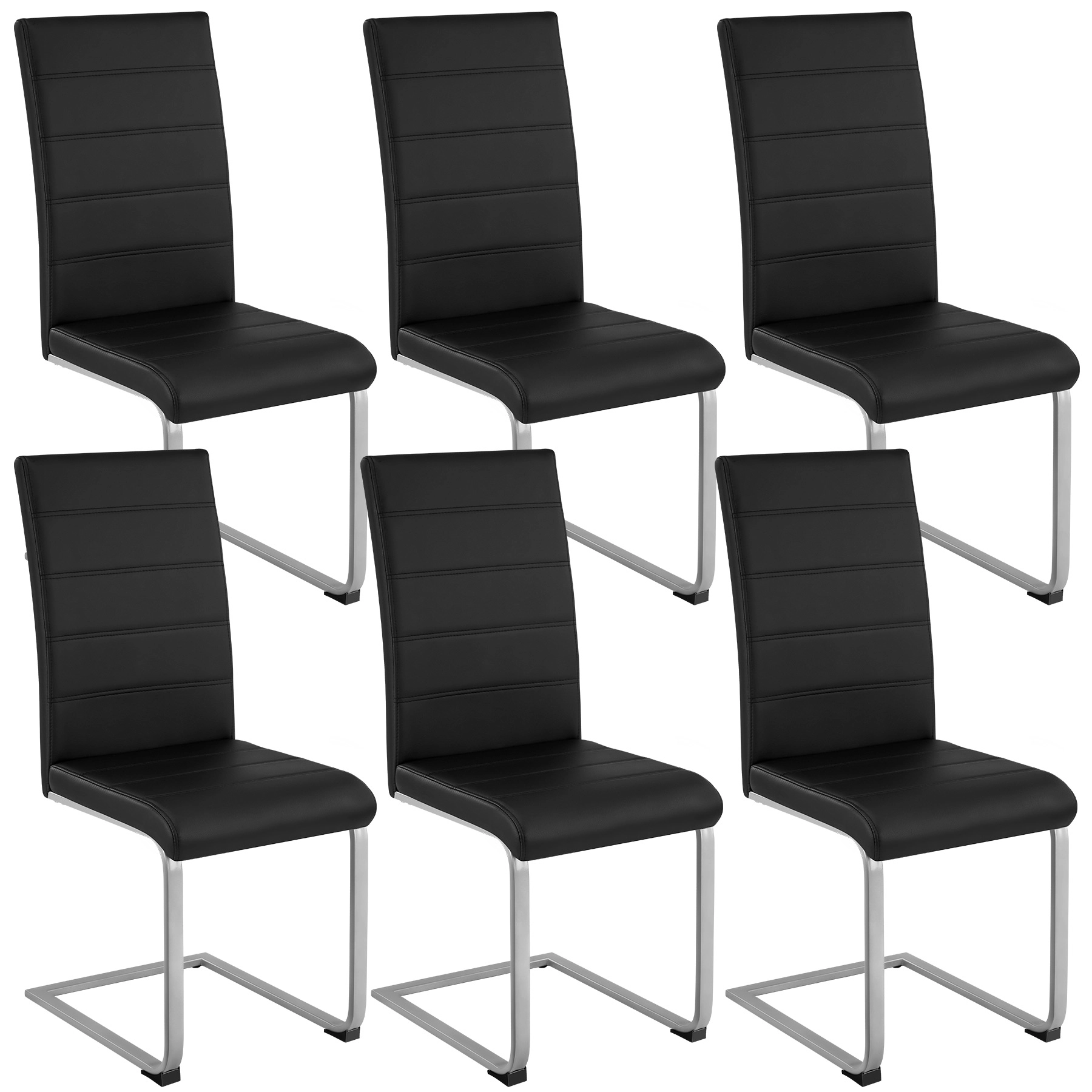 Schwingstühle, Kunstleder - schwarz, 6er Set
