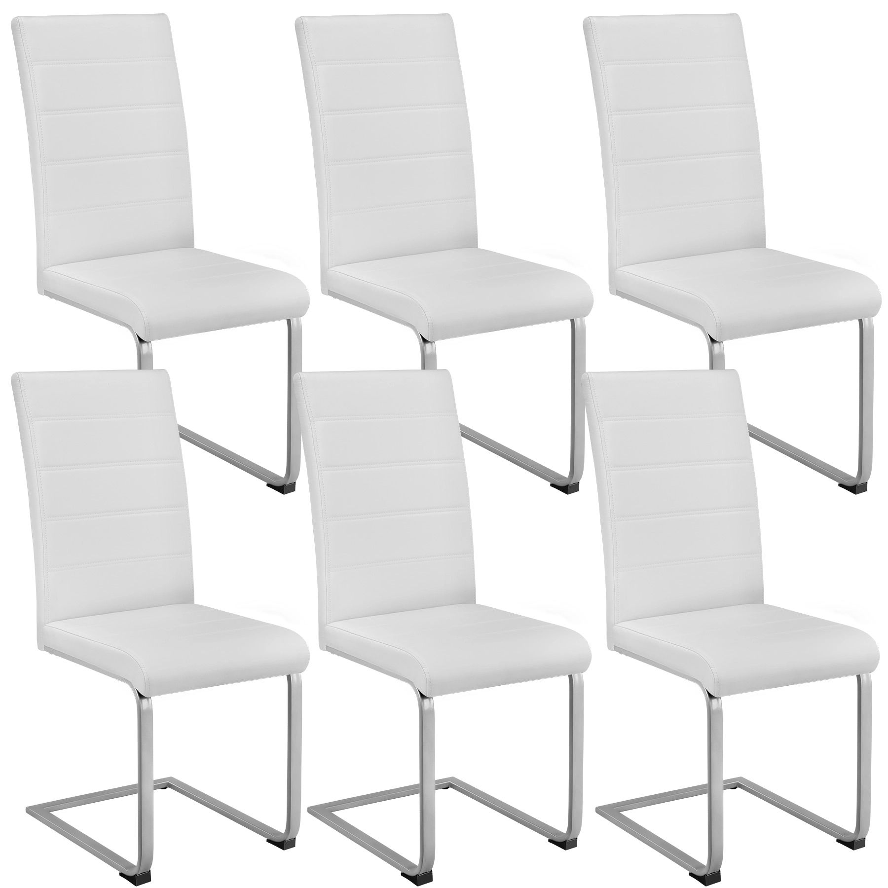 Schwingstühle, Kunstleder - weiß, 6er Set