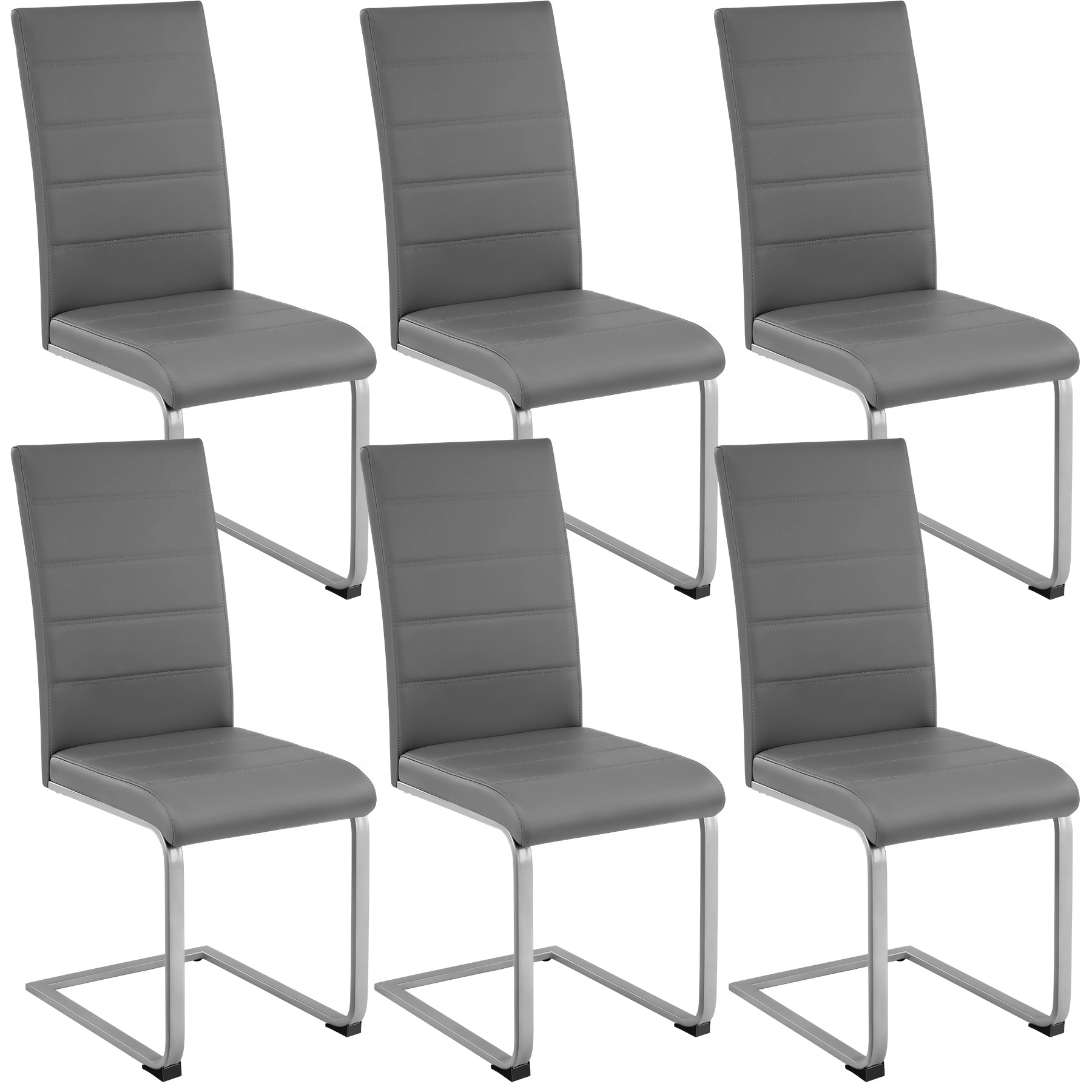 Schwingstühle, Kunstleder - grau, 6er Set