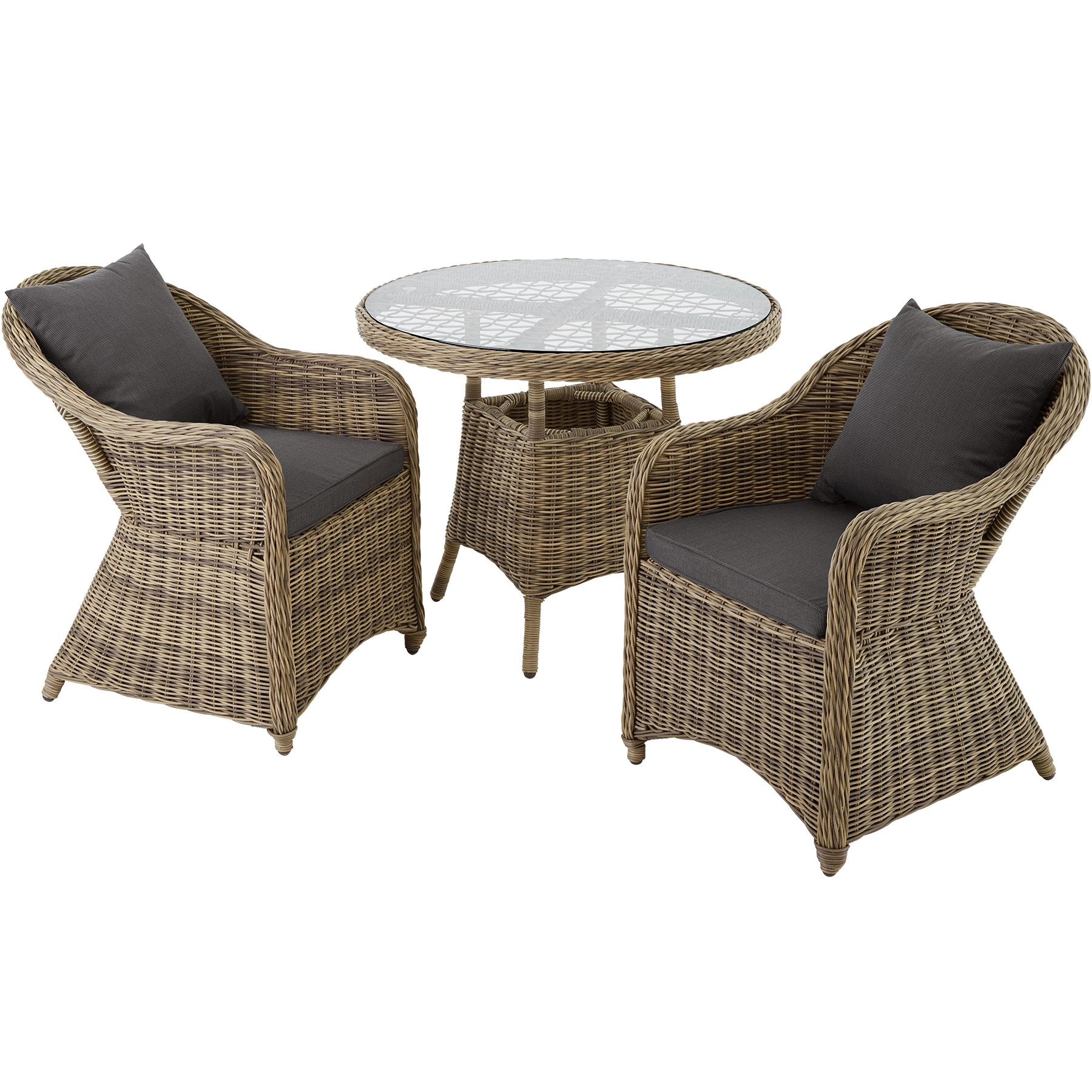 Aluminium Rattan Sitzgruppe Zürich 2+1 - natur