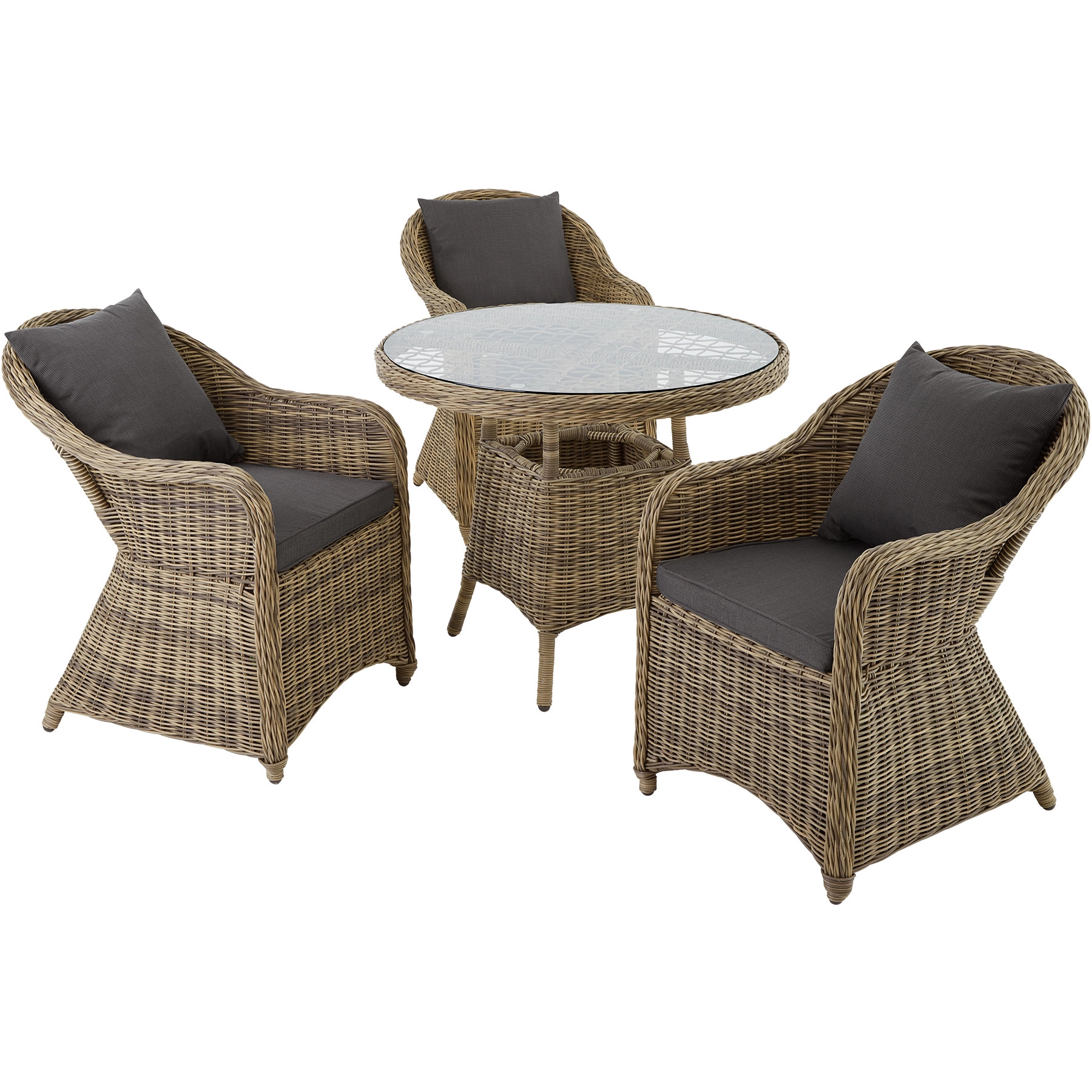 Aluminium Rattan Sitzgruppe Zürich 3+1 - natur
